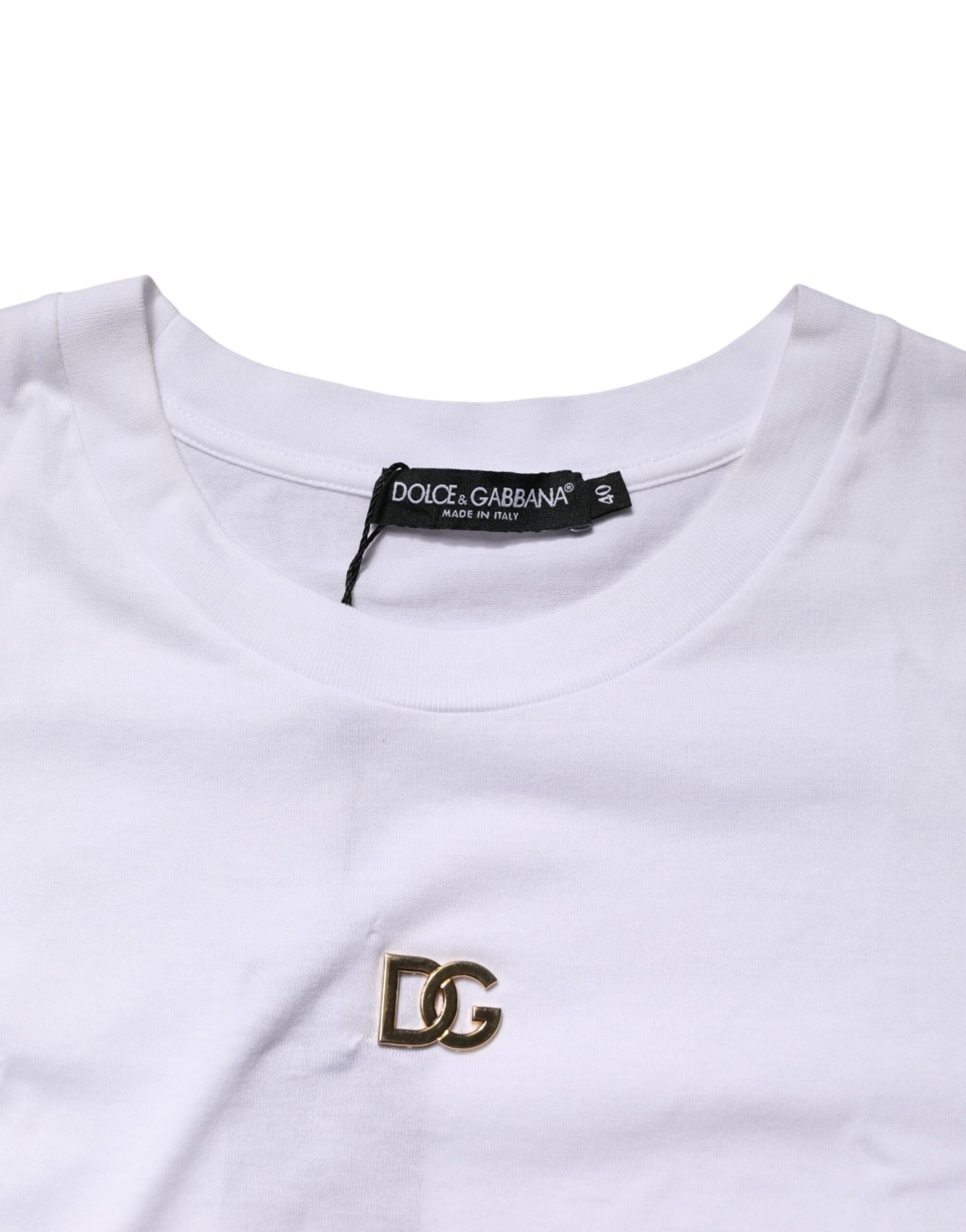 Dolce & Gabbana White DG Logo Crew Neck Short Sleeves  T-shirt