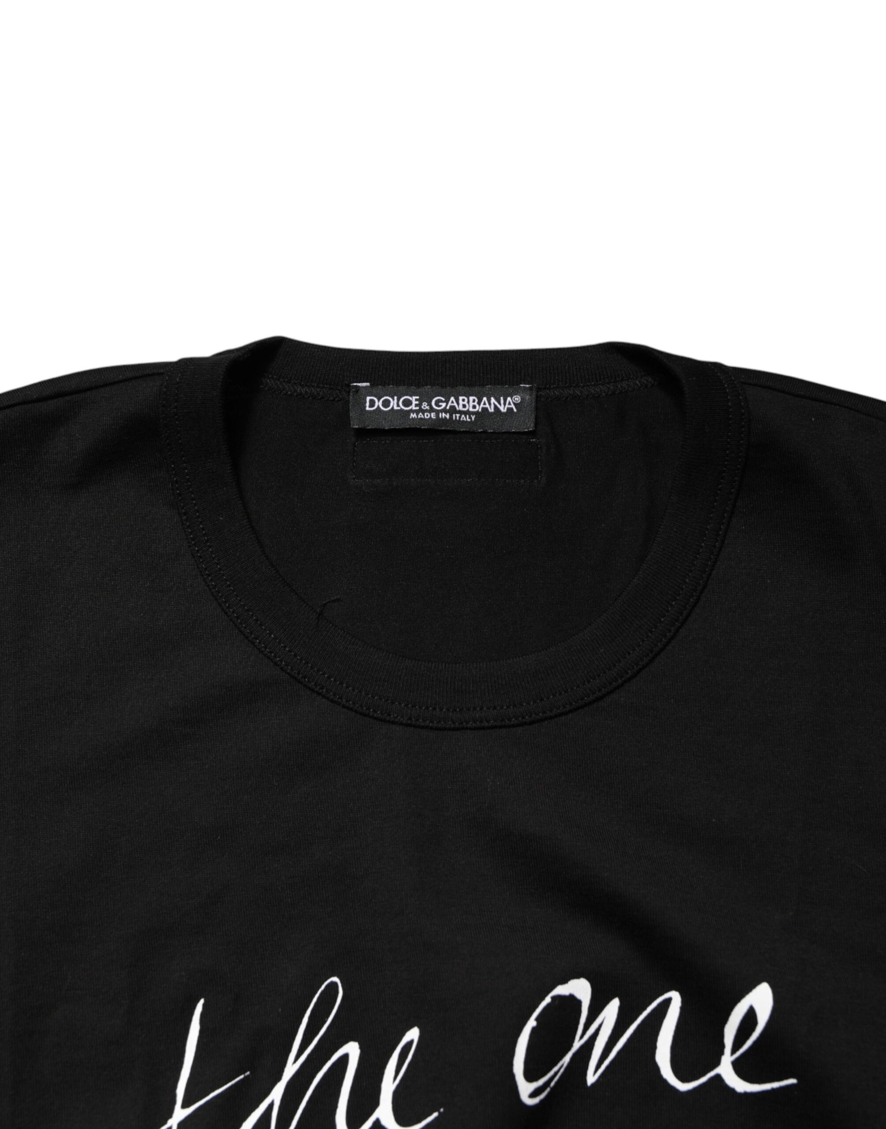 Dolce & Gabbana Black Graphic Crew Neck Short Sleeves T-shirt | Regal Royce