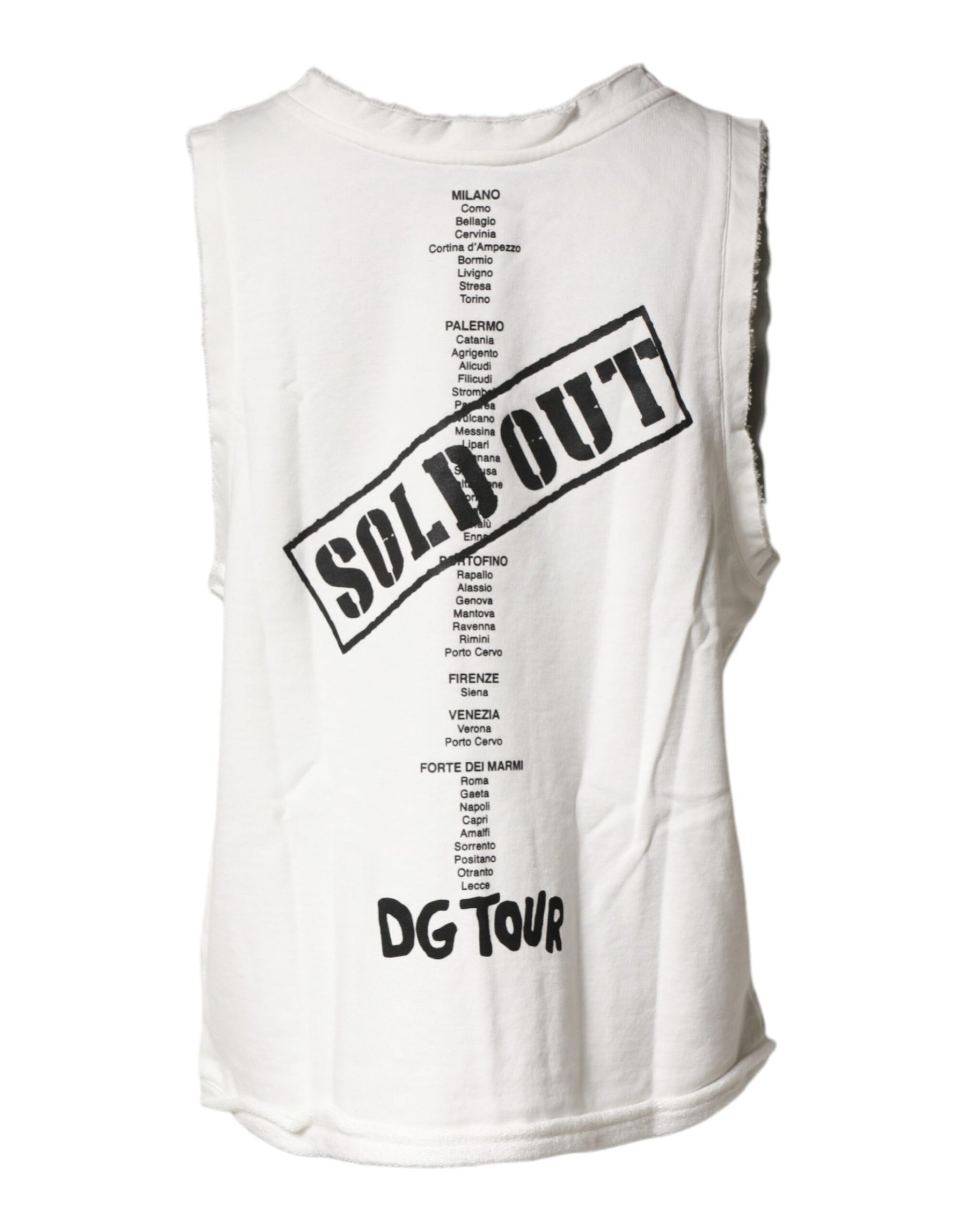 Dolce & Gabbana White Graphic CrewNeck Sleeveless Tank T-shirt | Regal Royce