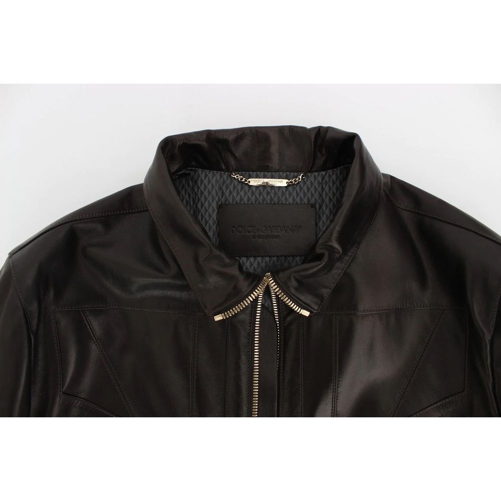 Dolce & Gabbana Brown Lambskin Jackets & Coat