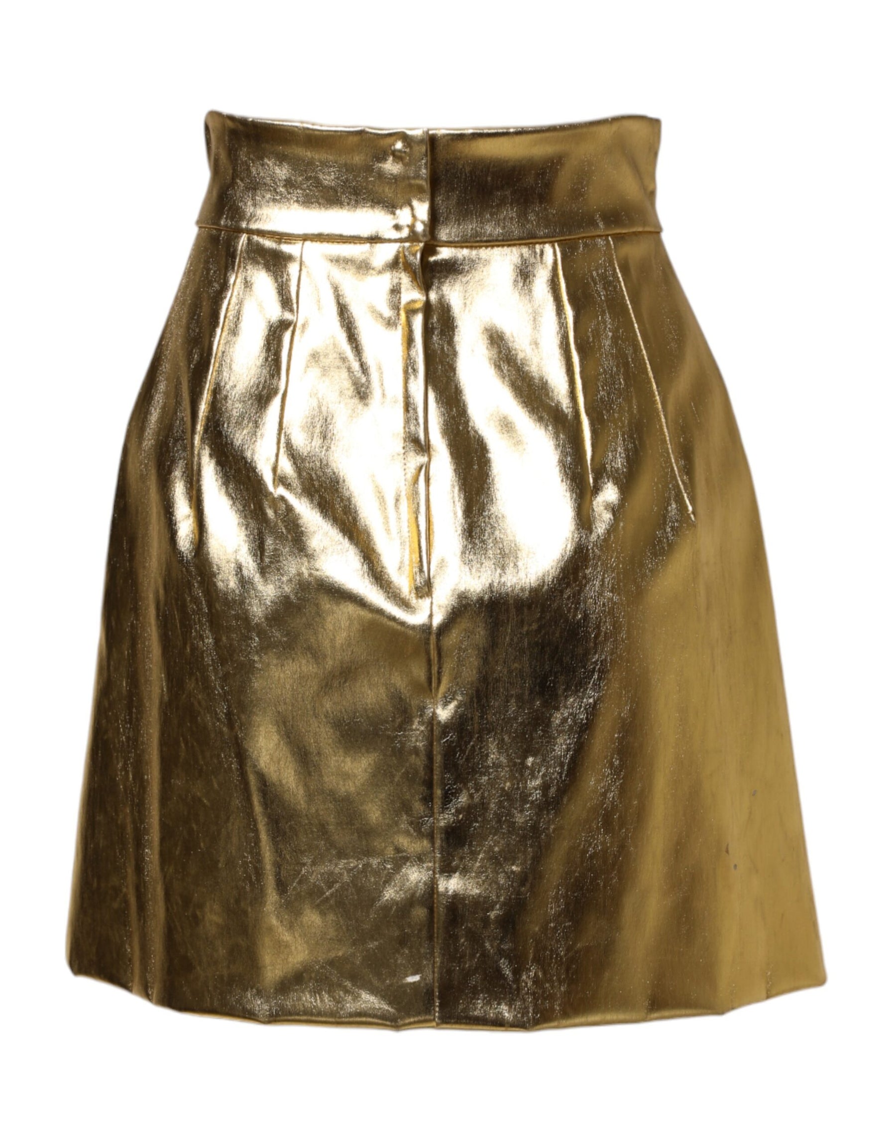 Dolce & Gabbana Gold Acetate Crystal High Waist Mini Skirt | Regal Royce