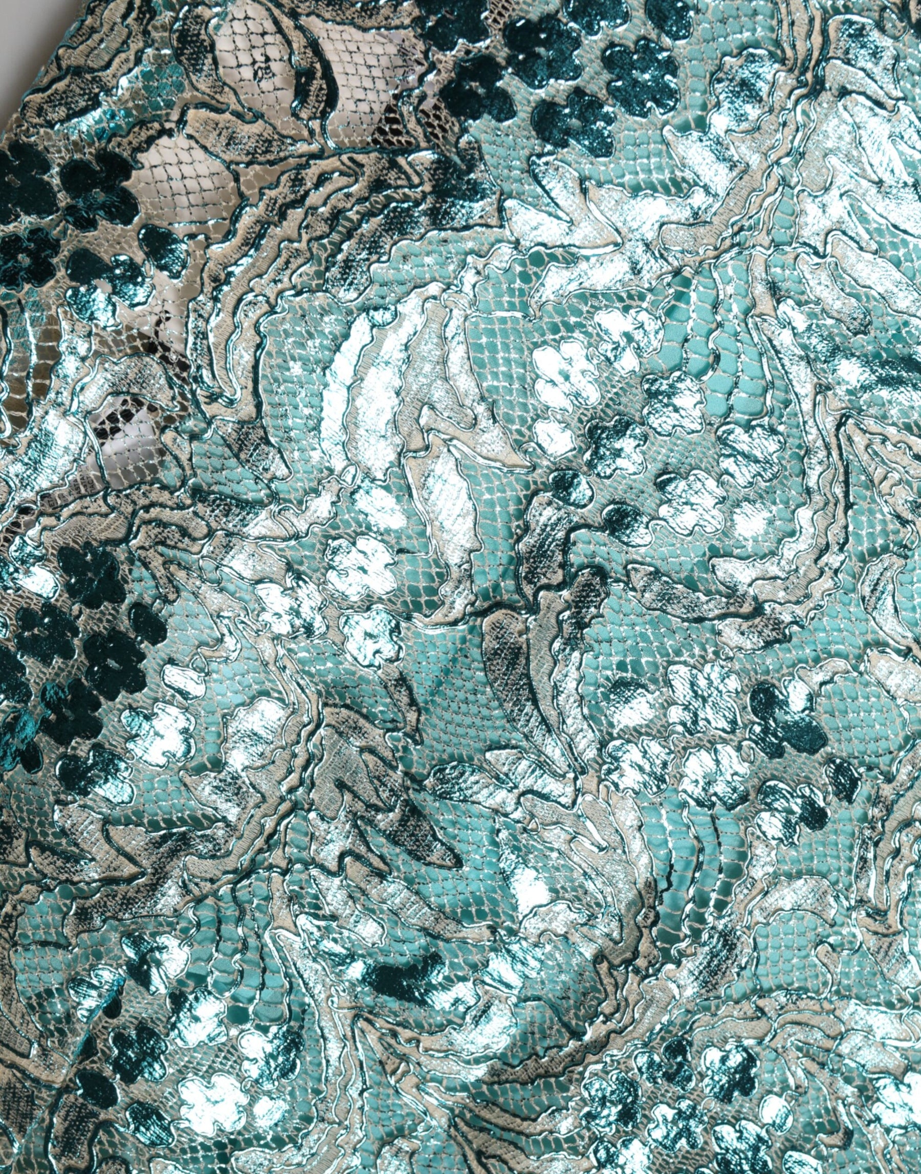 Dolce & Gabbana Blue Floral Brocade High Waist Mini Skirt | Regal Royce