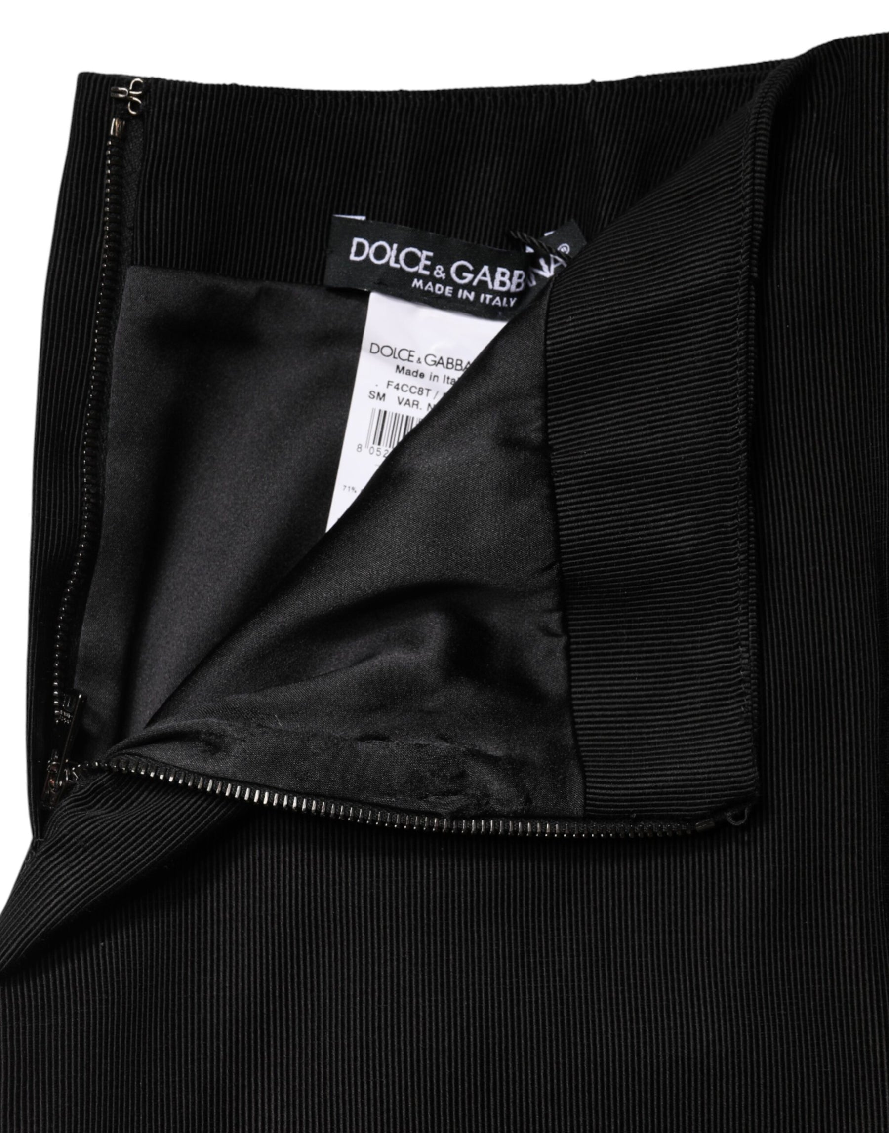 Dolce & Gabbana Black Cotton Pencil Cut High Waist Mini Skirt | Regal Royce