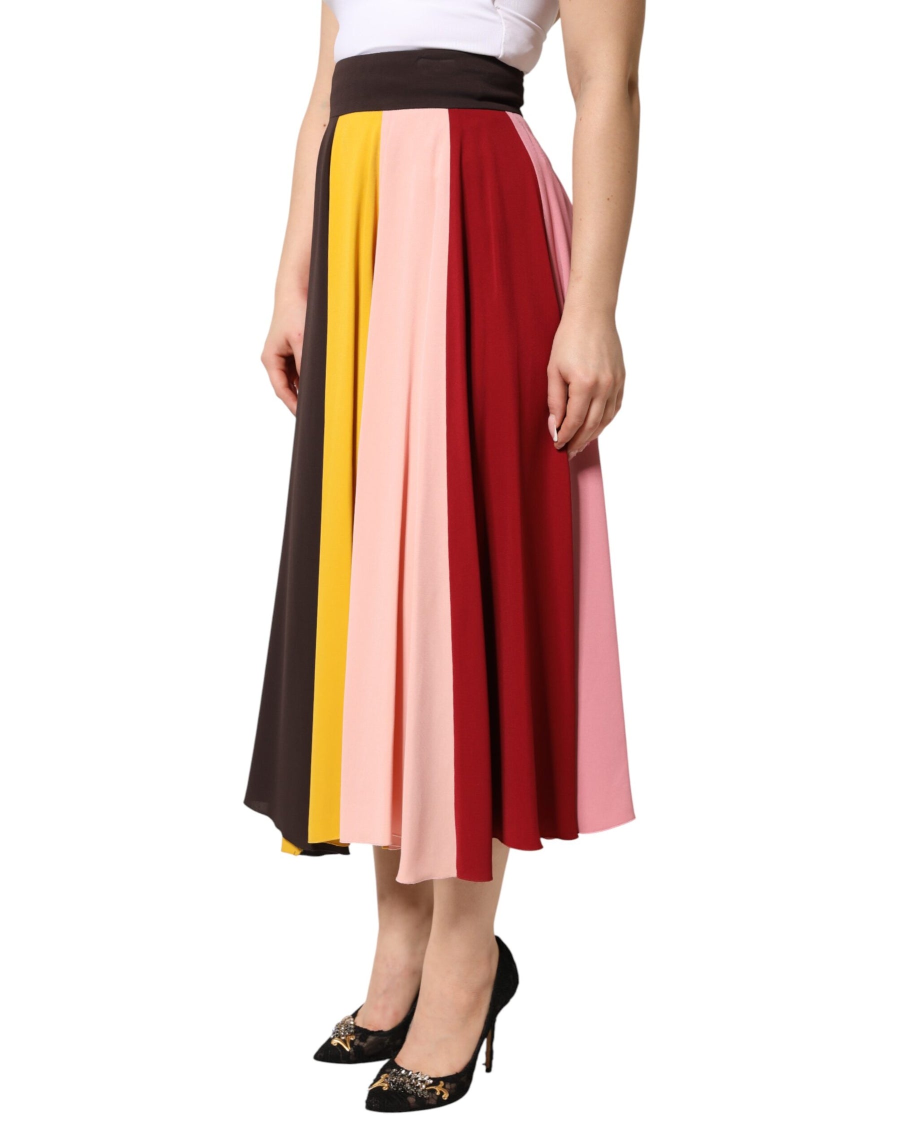 Dolce & Gabbana Multicolor Viscose High Waist Midi Skirt | Regal Royce