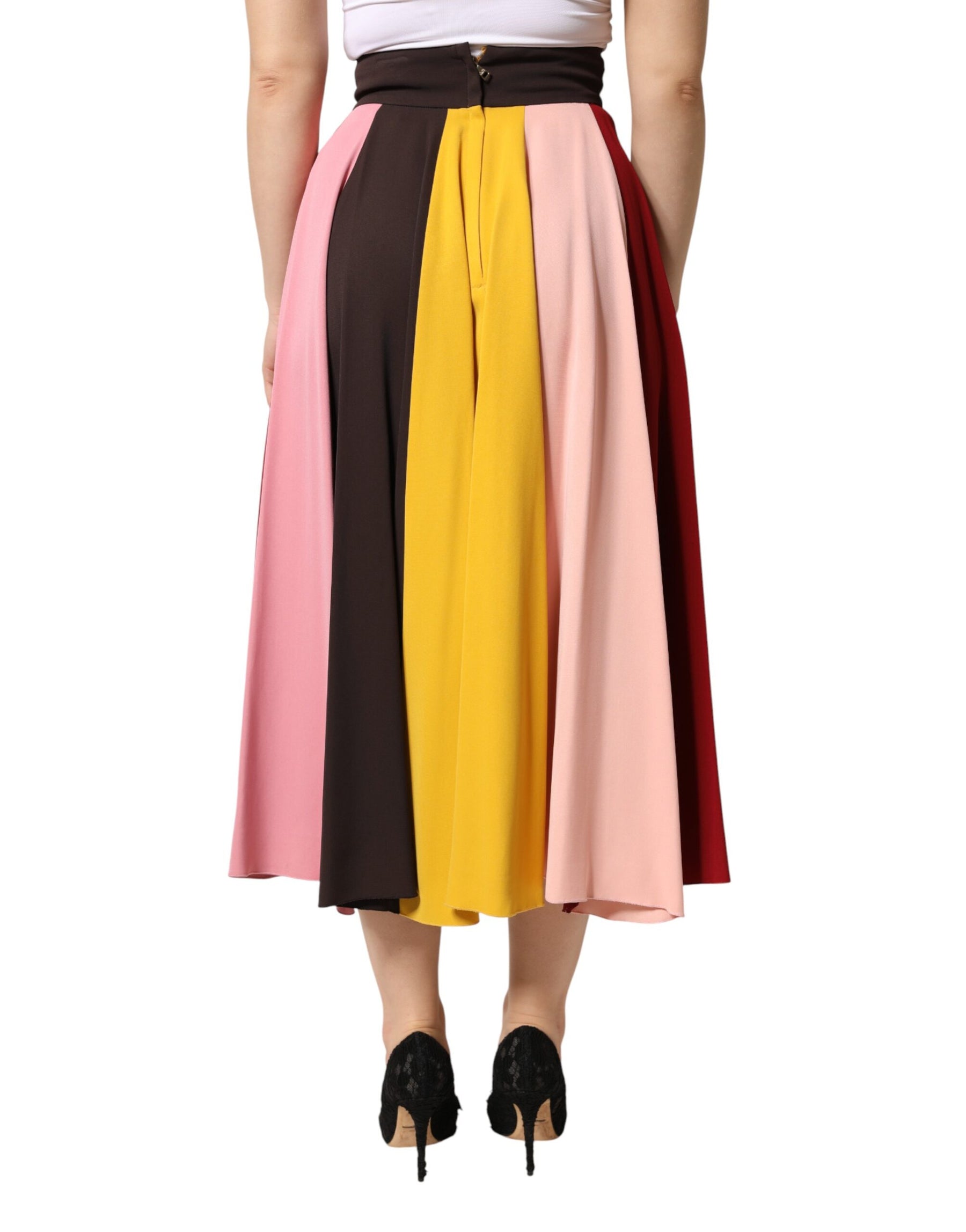Dolce & Gabbana Multicolor Viscose High Waist Midi Skirt | Regal Royce