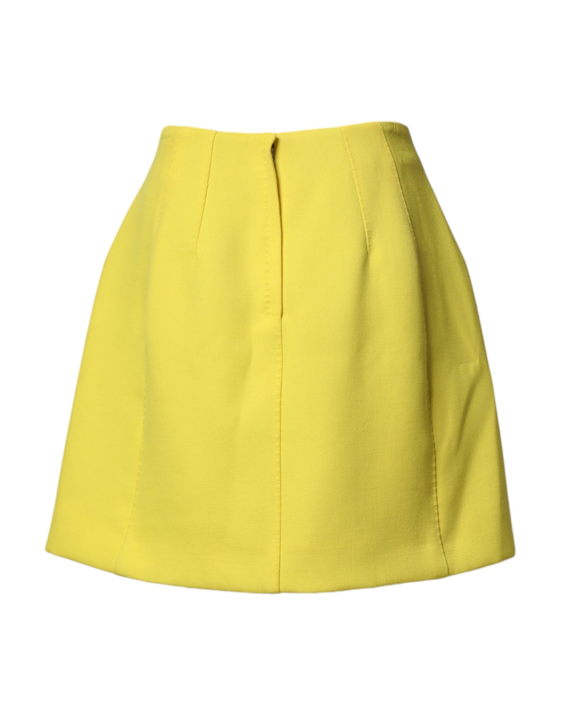 Dolce & Gabbana Yellow Wool Buttoned High Waist Mini Skirt | Regal Royce