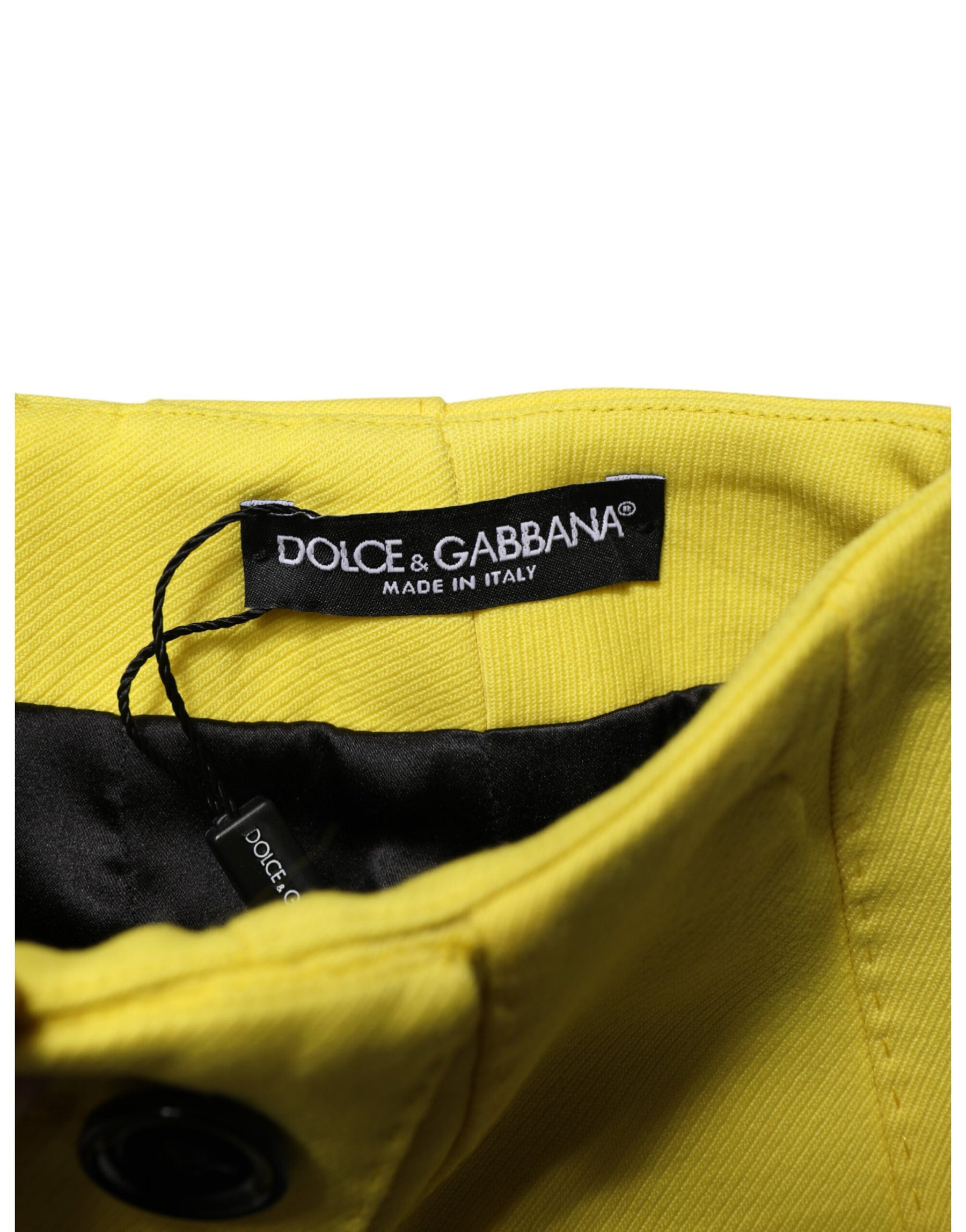 Dolce & Gabbana Yellow Wool Buttoned High Waist Mini Skirt | Regal Royce