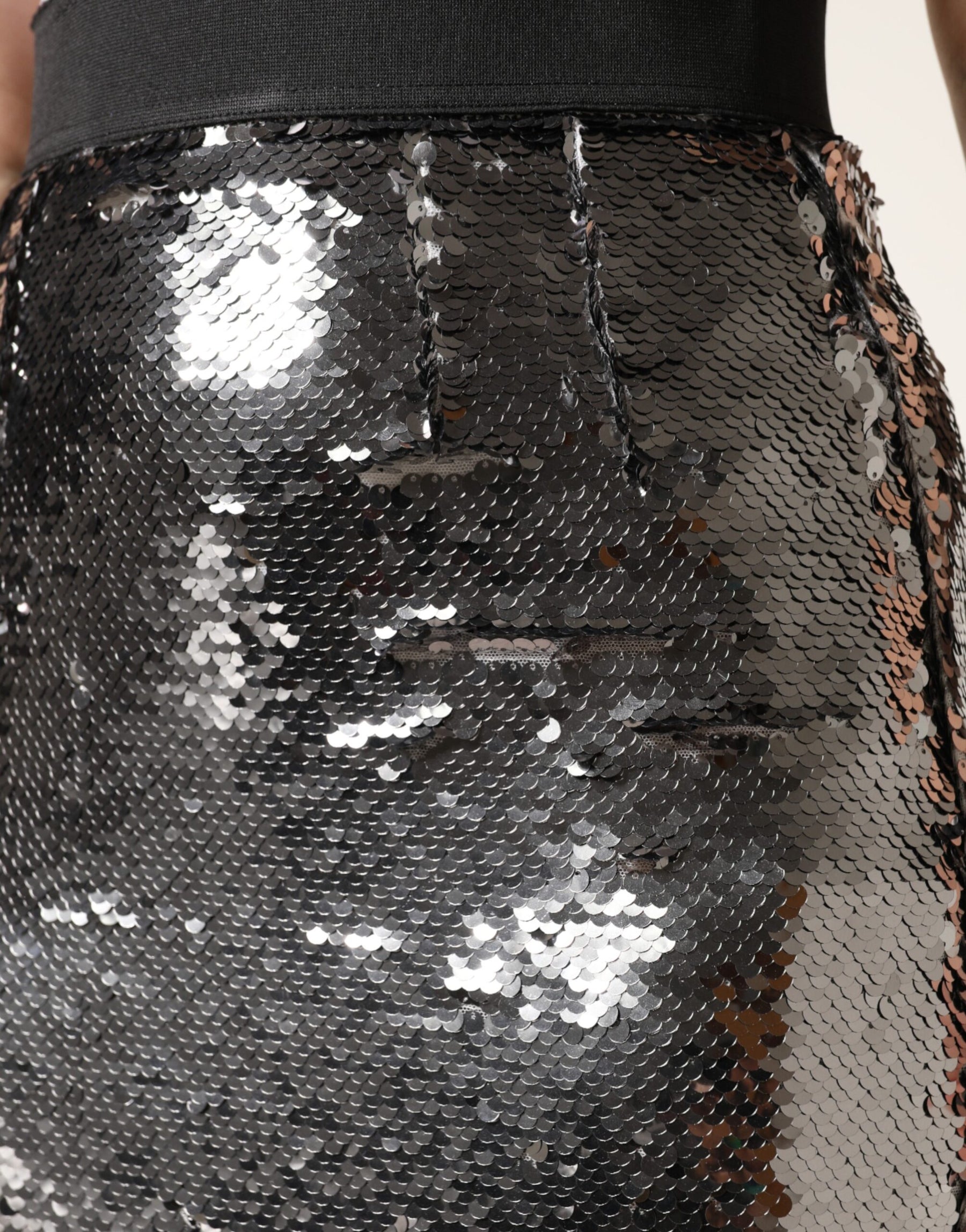 Dolce & Gabbana Metallic Gray Sequin High Waist Mermaid Skirt | Regal Royce