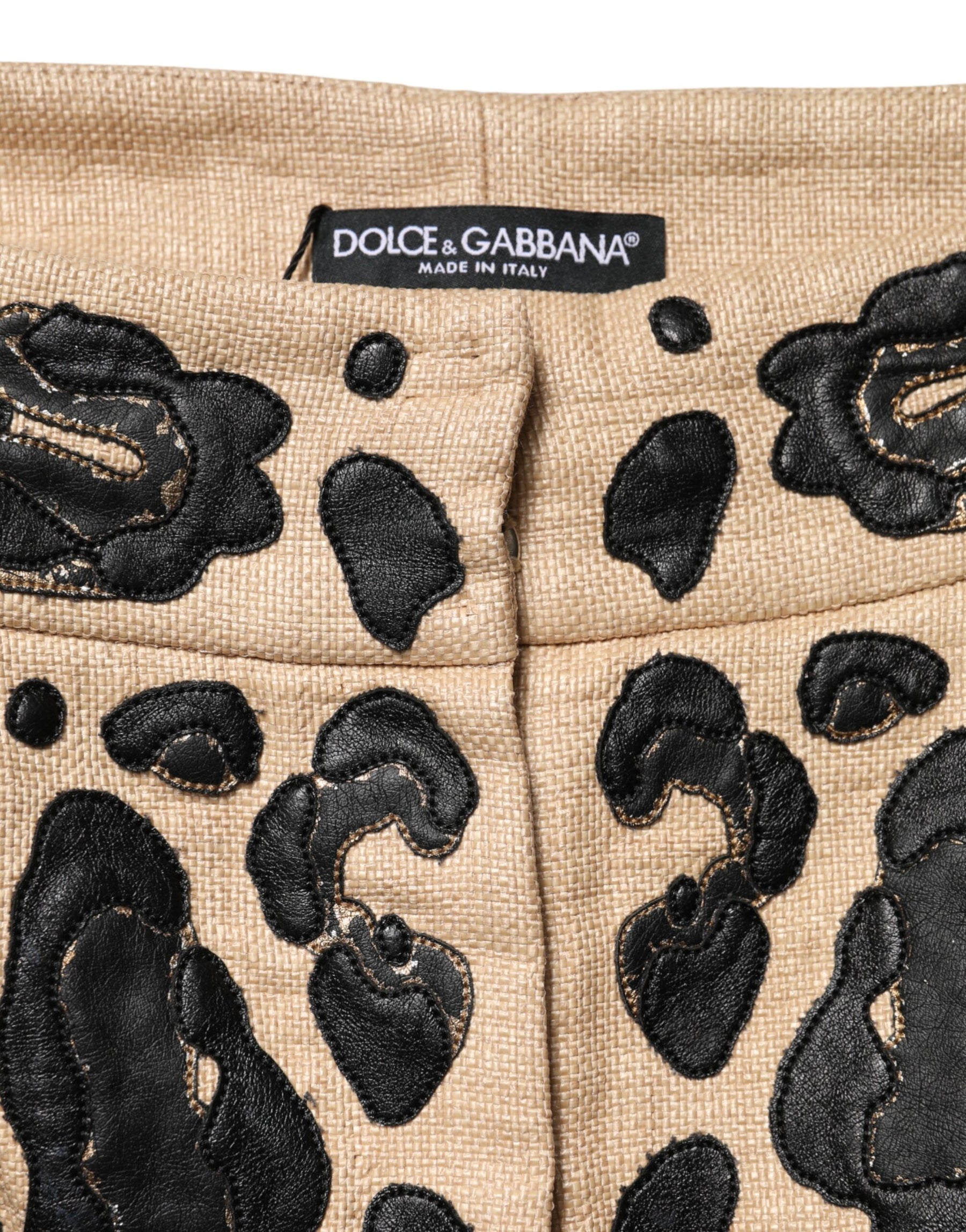 Dolce & Gabbana Beige Leopard Nylon Bermuda Mini Shorts | Regal Royce
