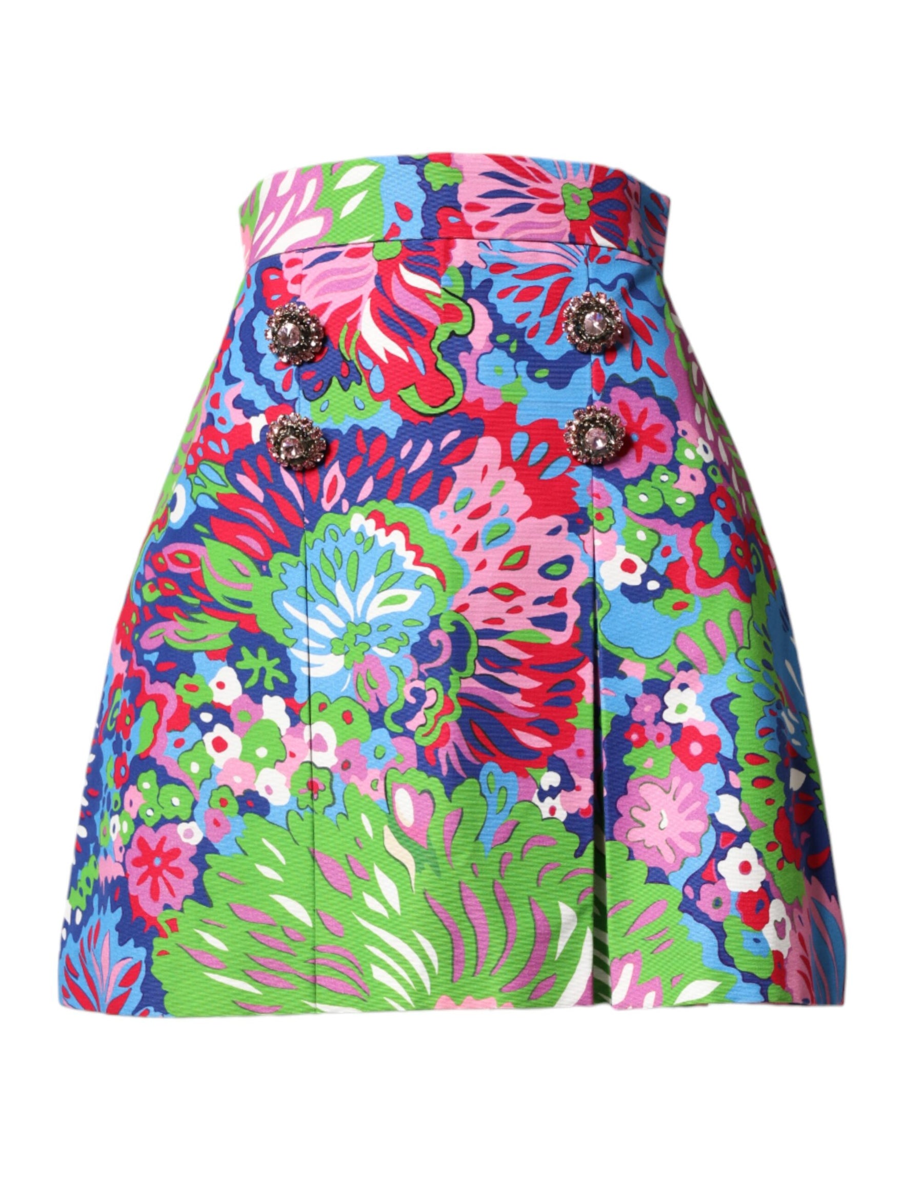 Dolce & Gabbana Multicolor Floral Buttoned High Waist Mini Shorts | Regal Royce