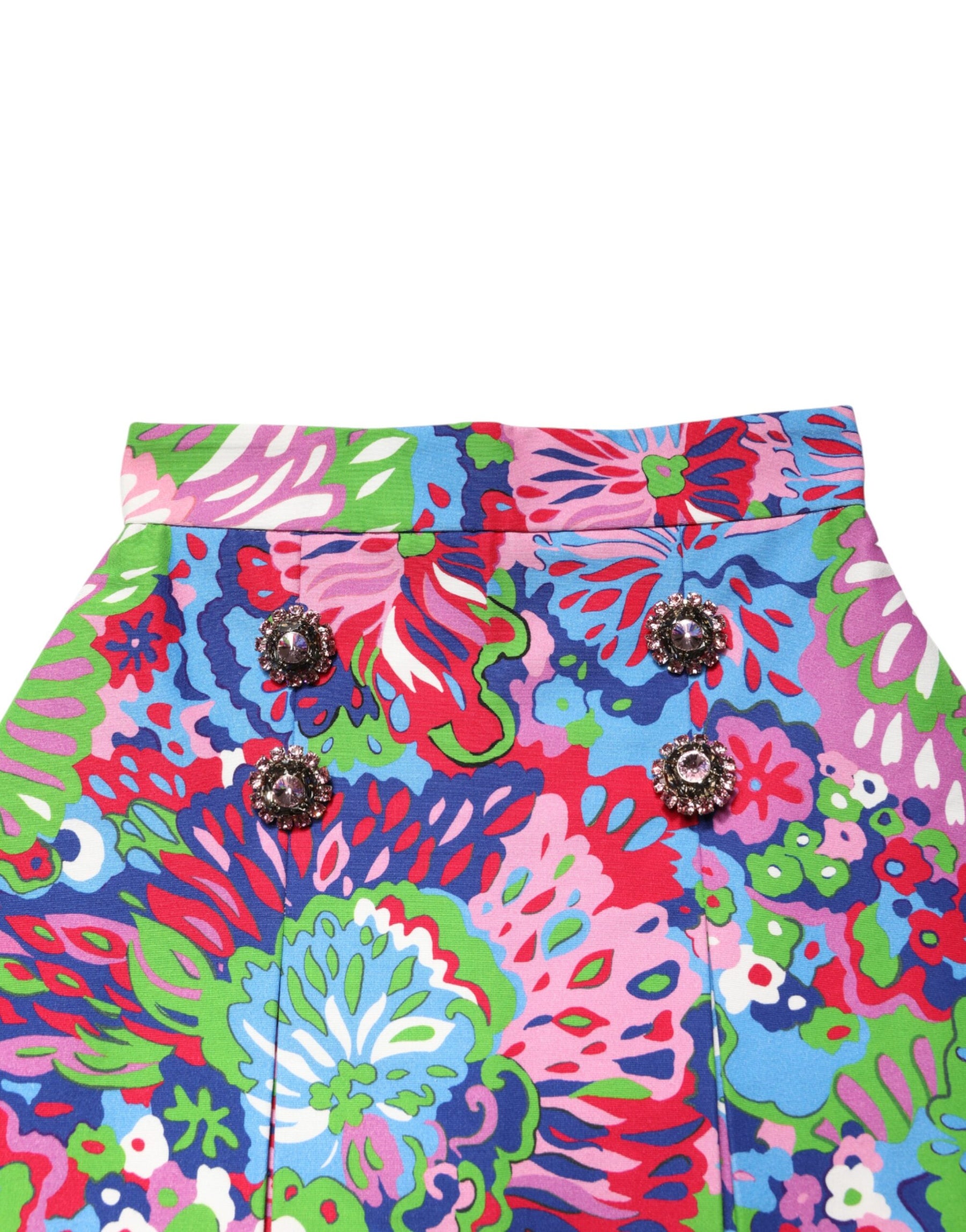 Dolce & Gabbana Multicolor Floral Buttoned High Waist Mini Shorts | Regal Royce
