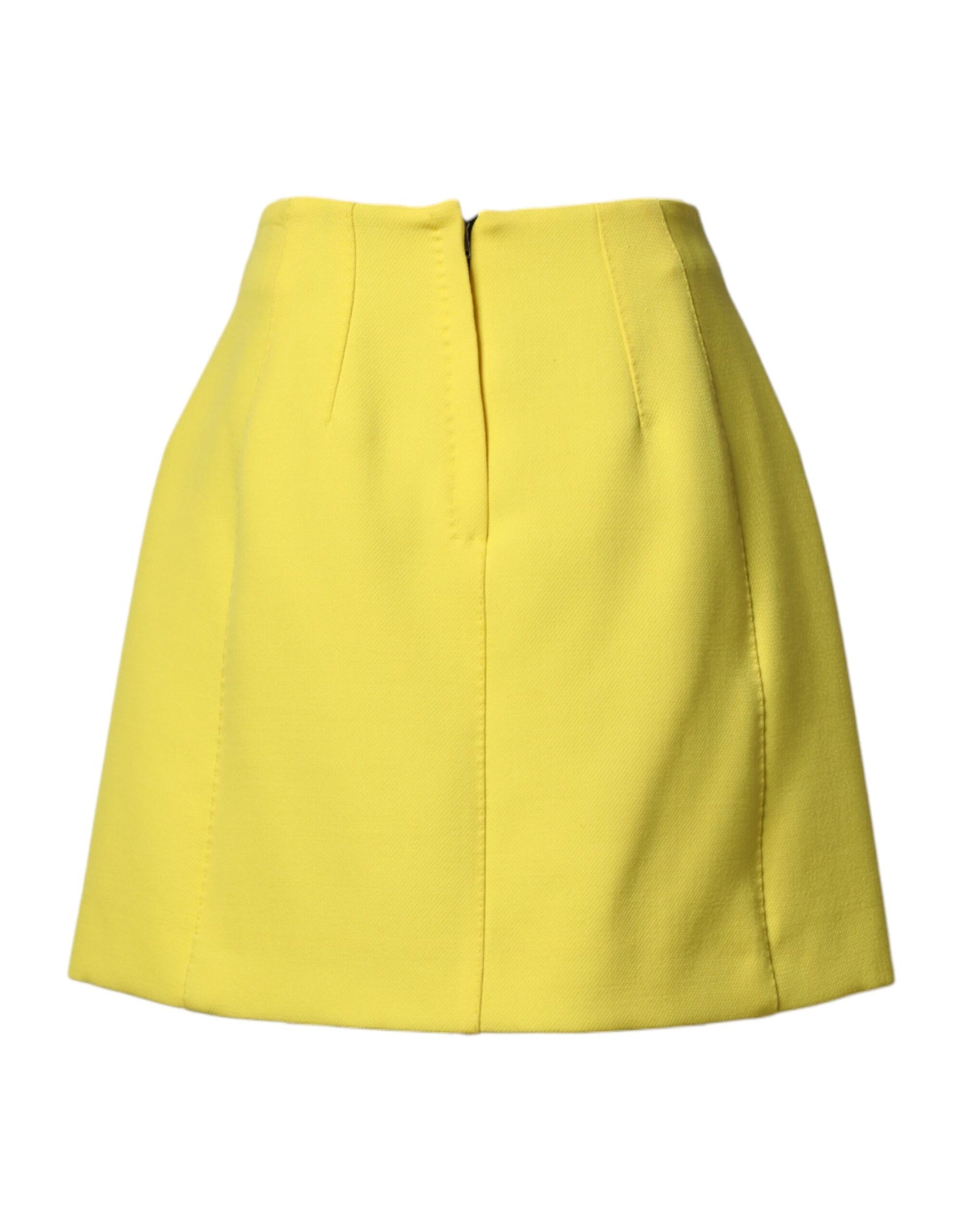 Dolce & Gabbana Yellow Wool Buttoned High Waist Mini Skirt | Regal Royce