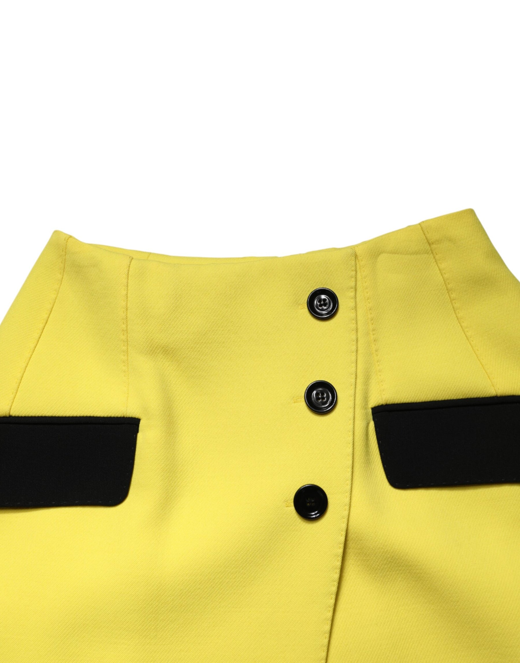 Dolce & Gabbana Yellow Wool Buttoned High Waist Mini Skirt | Regal Royce
