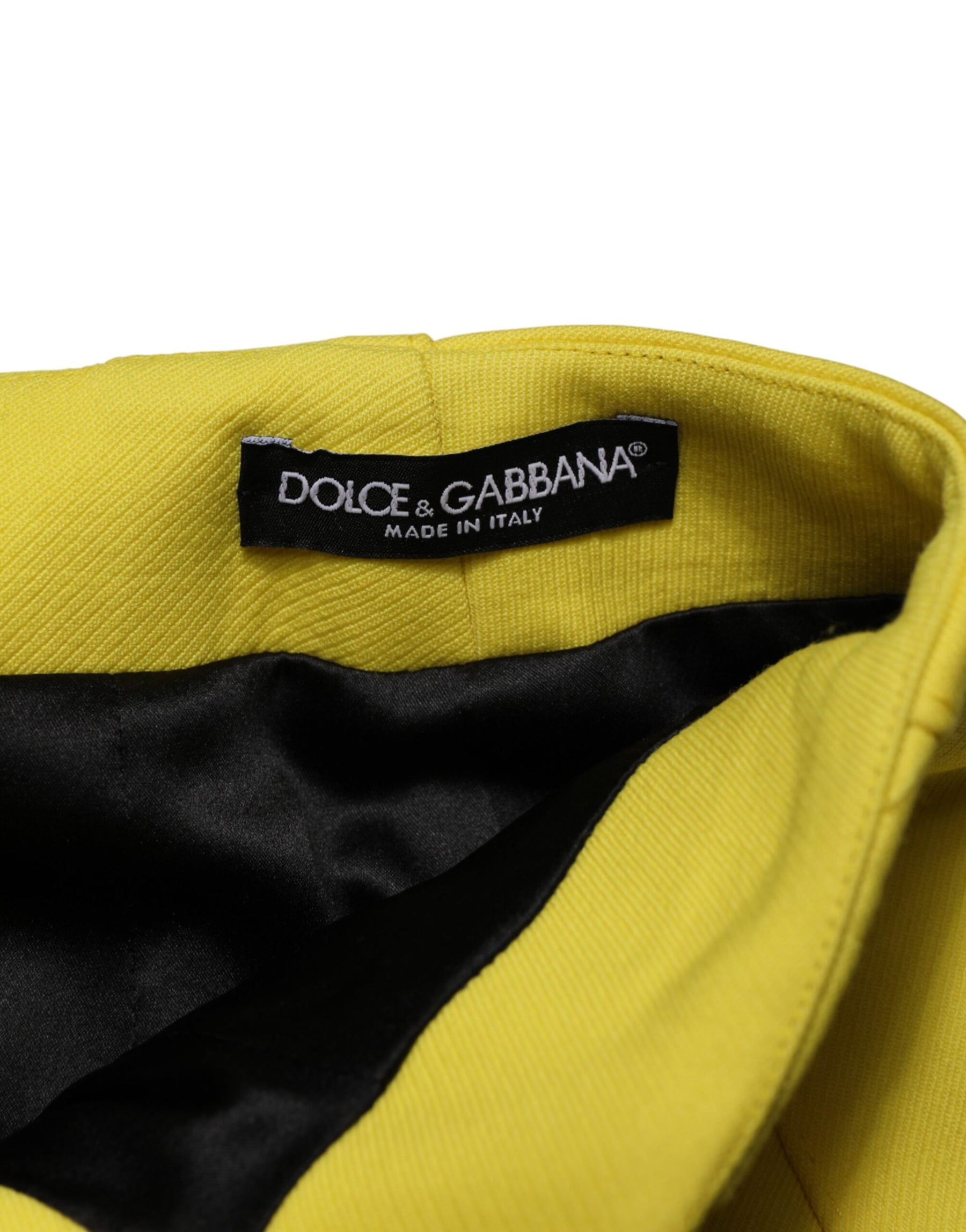 Dolce & Gabbana Yellow Wool Buttoned High Waist Mini Skirt | Regal Royce