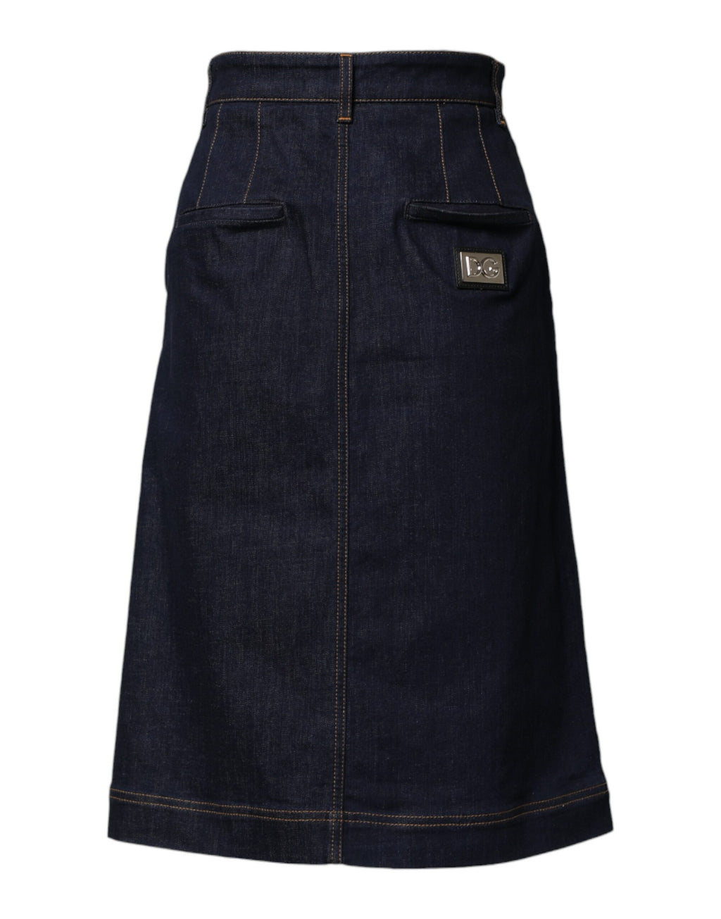Dolce & Gabbana Dark Blue Cotton A-line Denim Midi Skirt