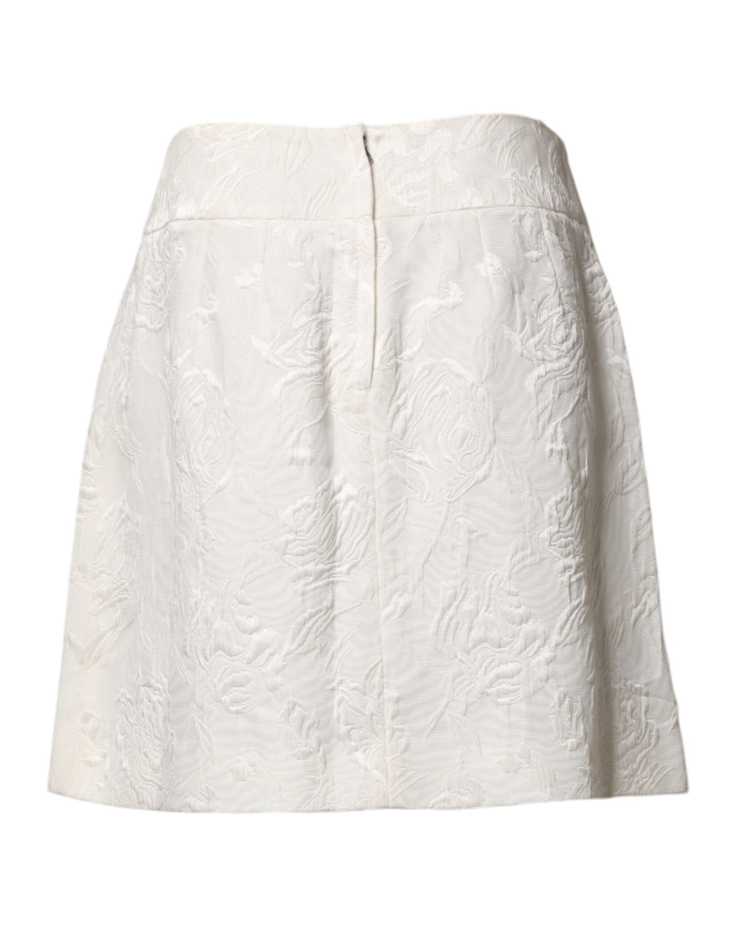 Dolce & Gabbana White Floral Brocade High Waist Mini Skirt