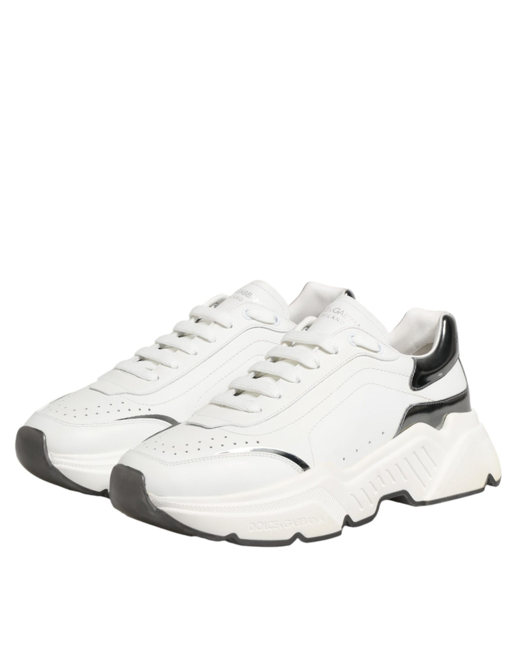 Dolce & Gabbana White Silver Daymaster Low Top Sneakers Shoes