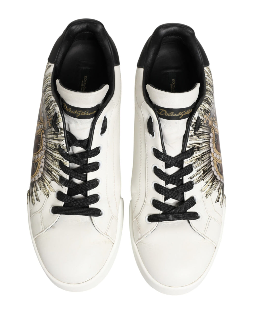 Dolce & Gabbana White Black Crown Low Top Sneakers Men  Shoes