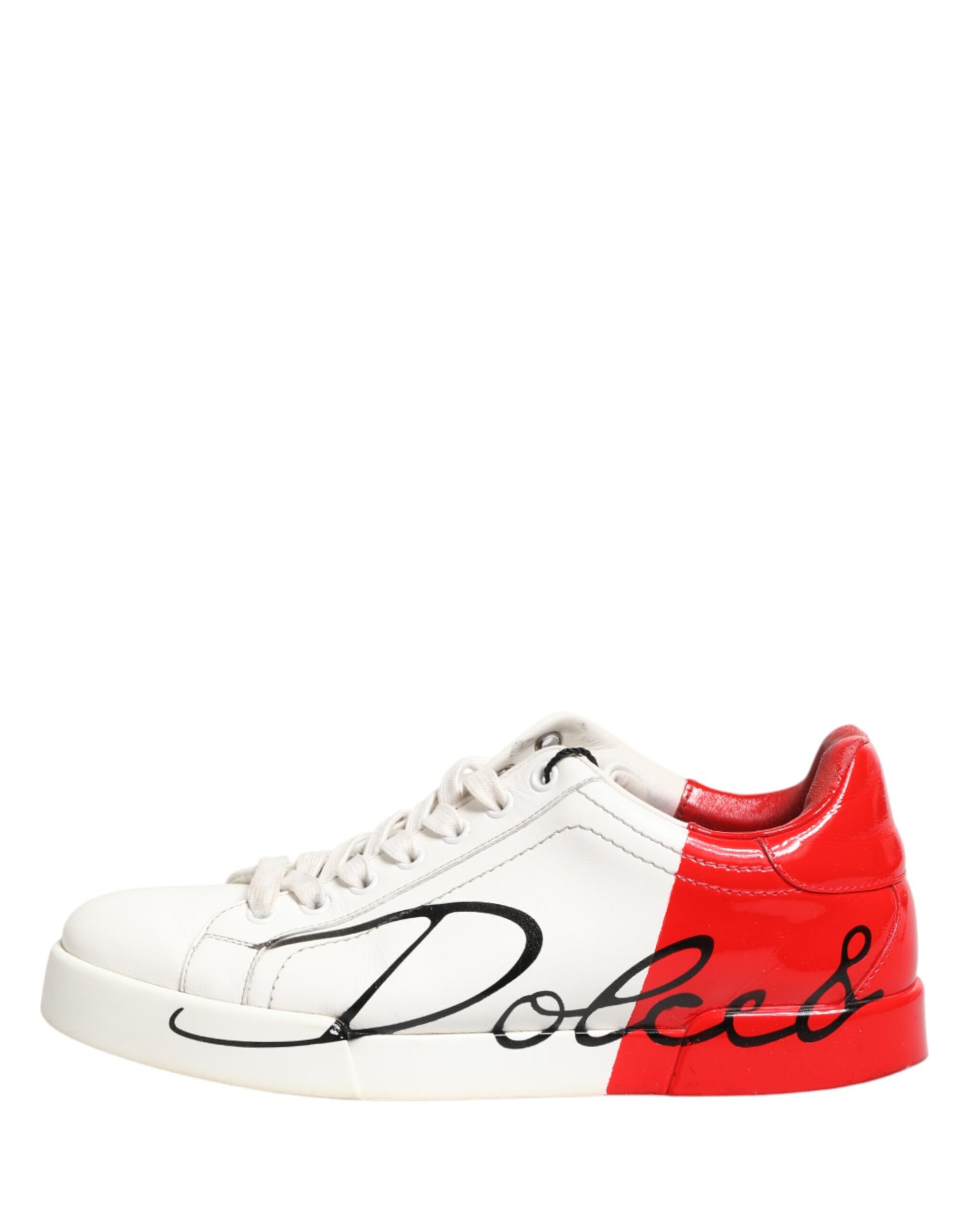 Dolce & Gabbana White Red Portofino Low Top Men Sneakers Shoes