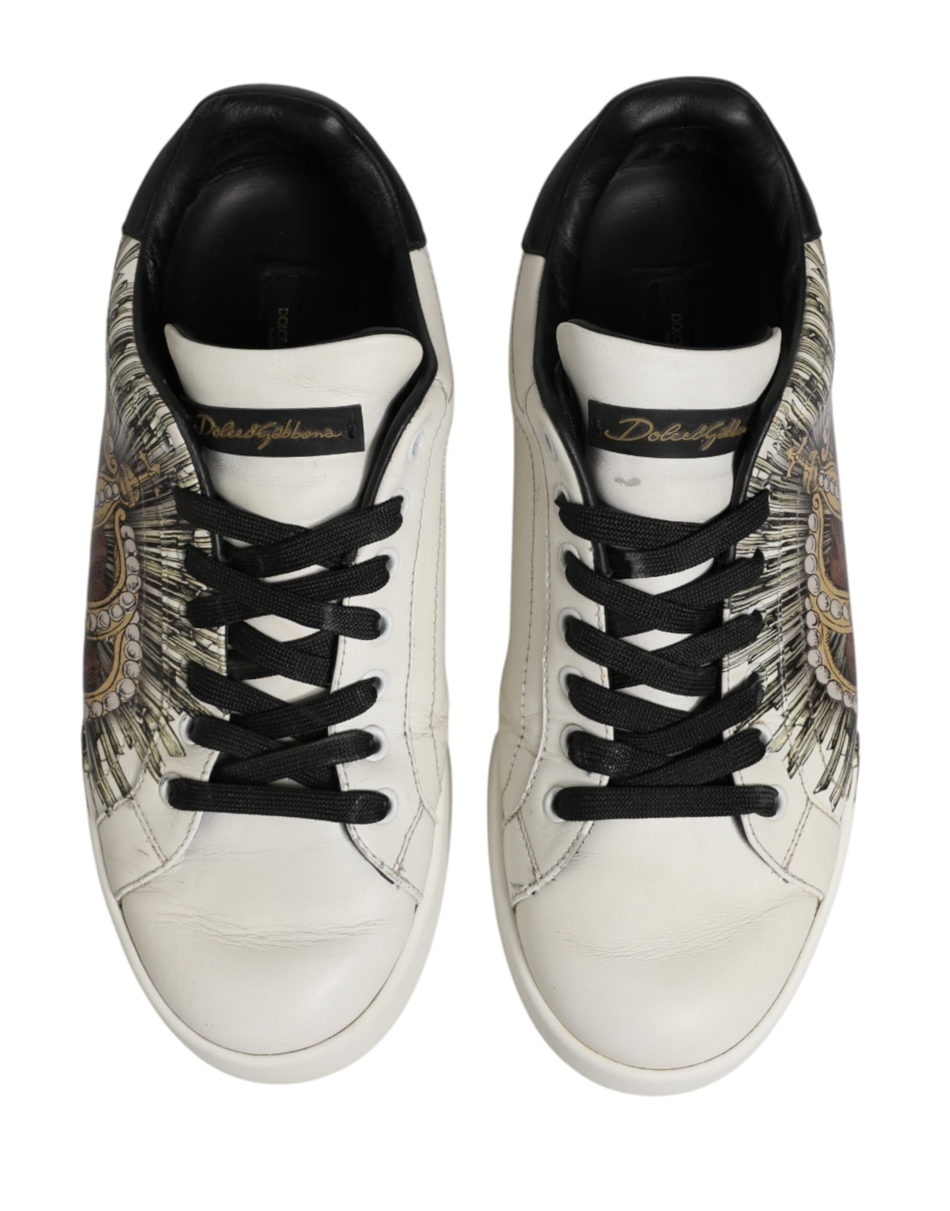 Dolce & Gabbana White Black Crown Low Top Sneakers Men  Shoes