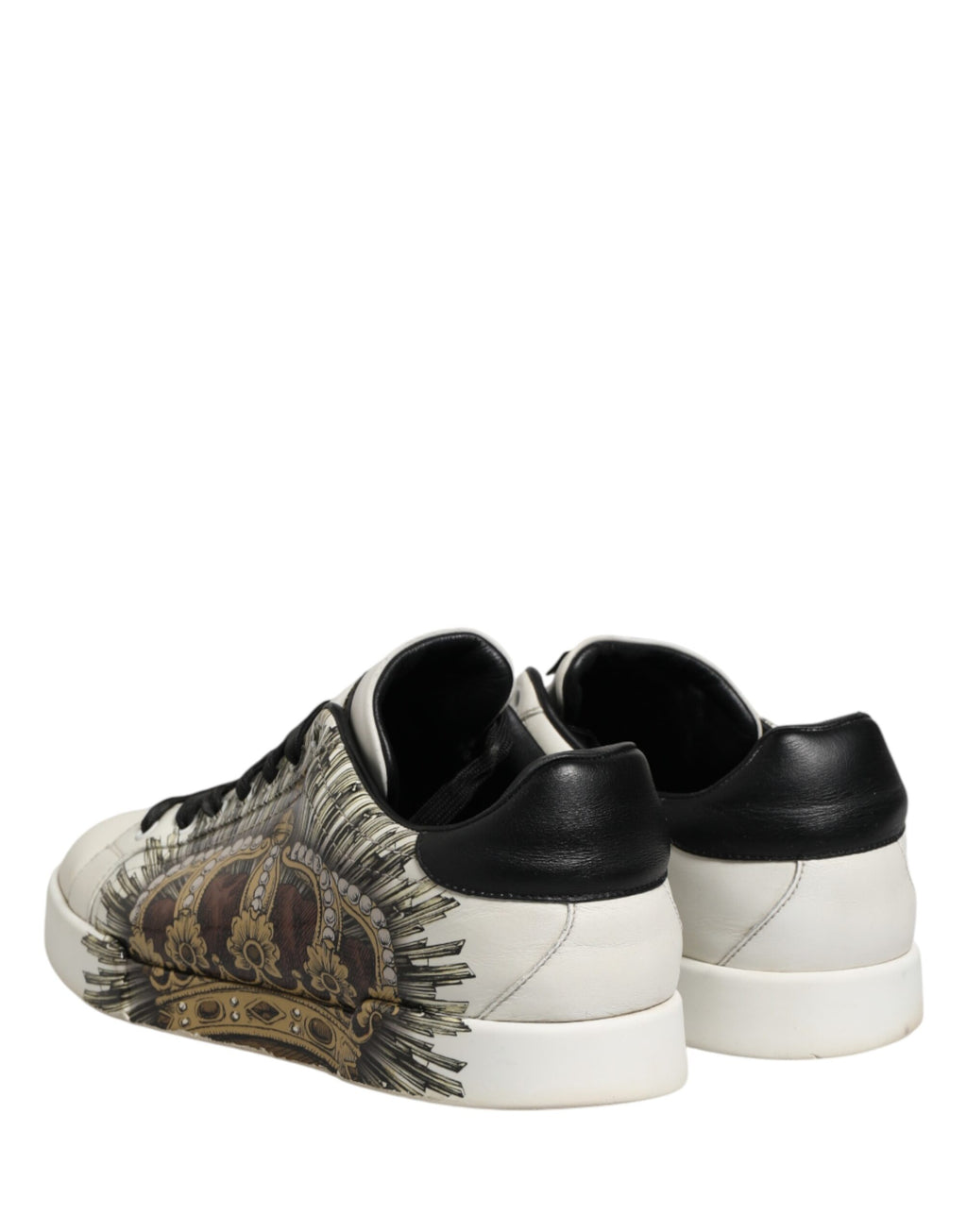Dolce & Gabbana White Black Crown Low Top Sneakers Men  Shoes