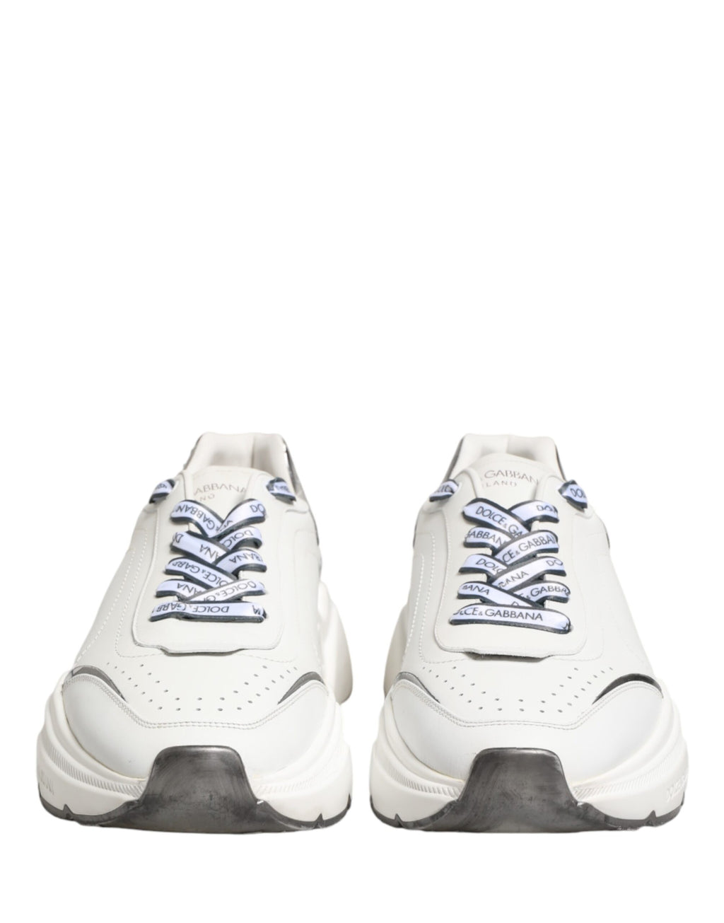 Dolce & Gabbana White Silver Daymaster Low Top Sneakers Shoes