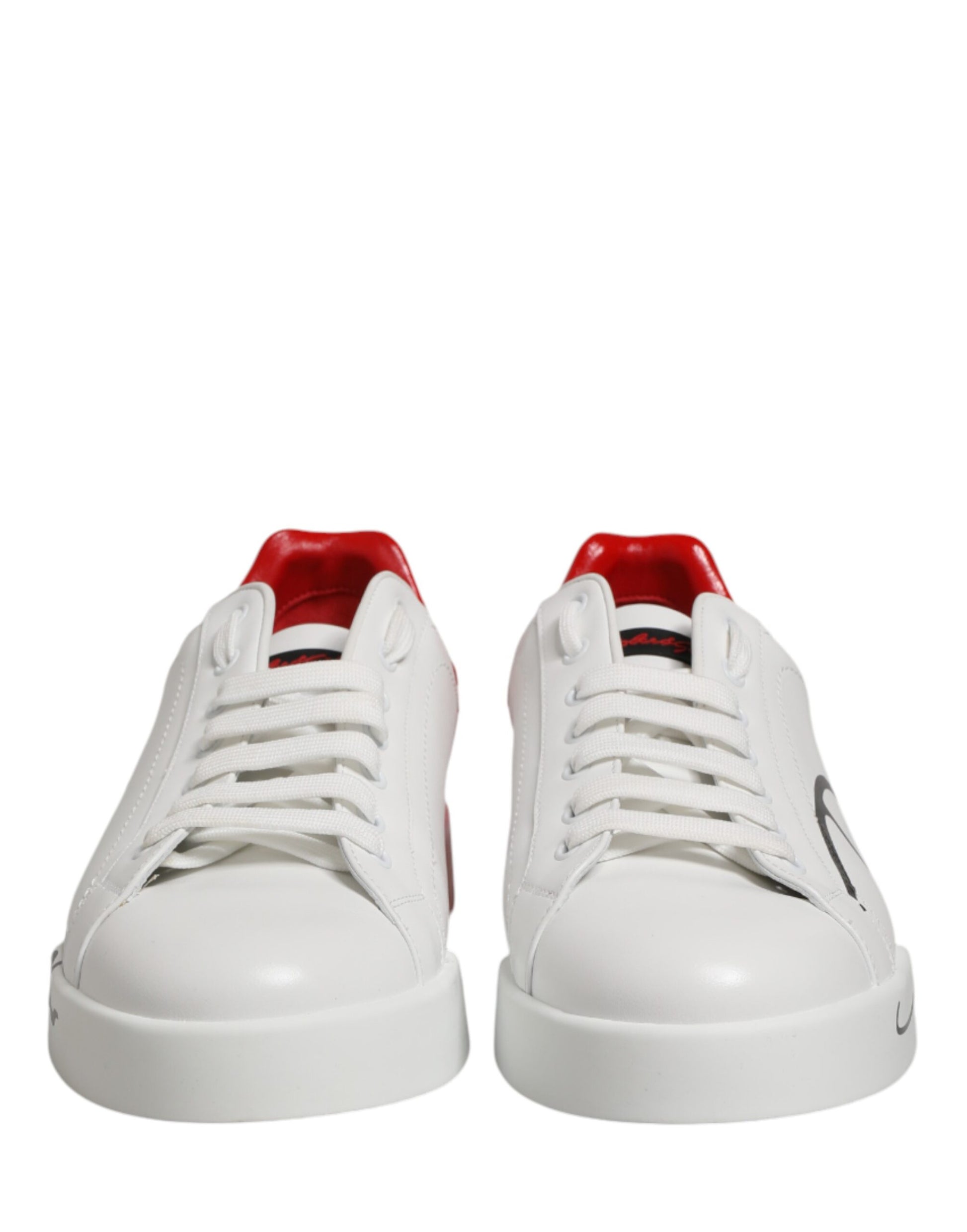 Dolce & Gabbana White Red Portofino Low Top Men Sneakers Shoes