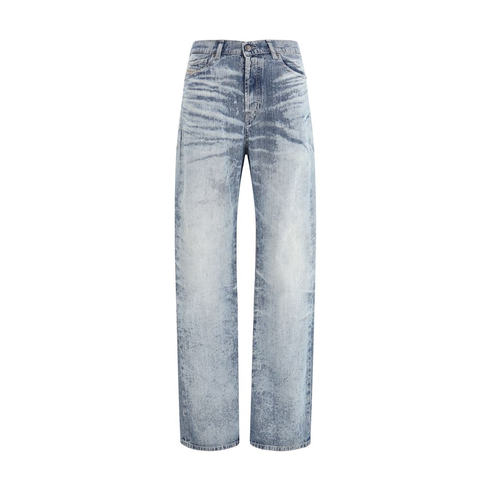 Diesel Blue Cotton Straight-Leg Jeans