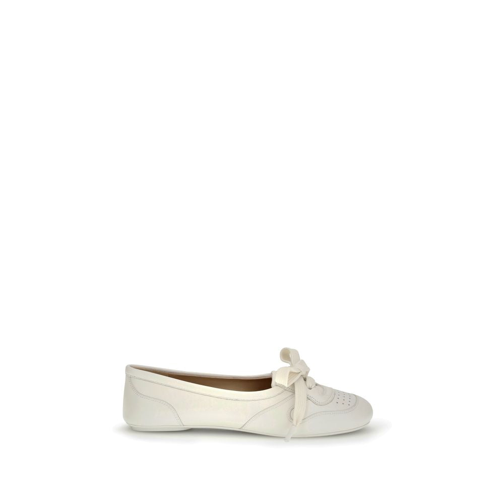 Gianvito Rossi White Calf Leather Bos Taurus Ballet Flats | Regal Royce