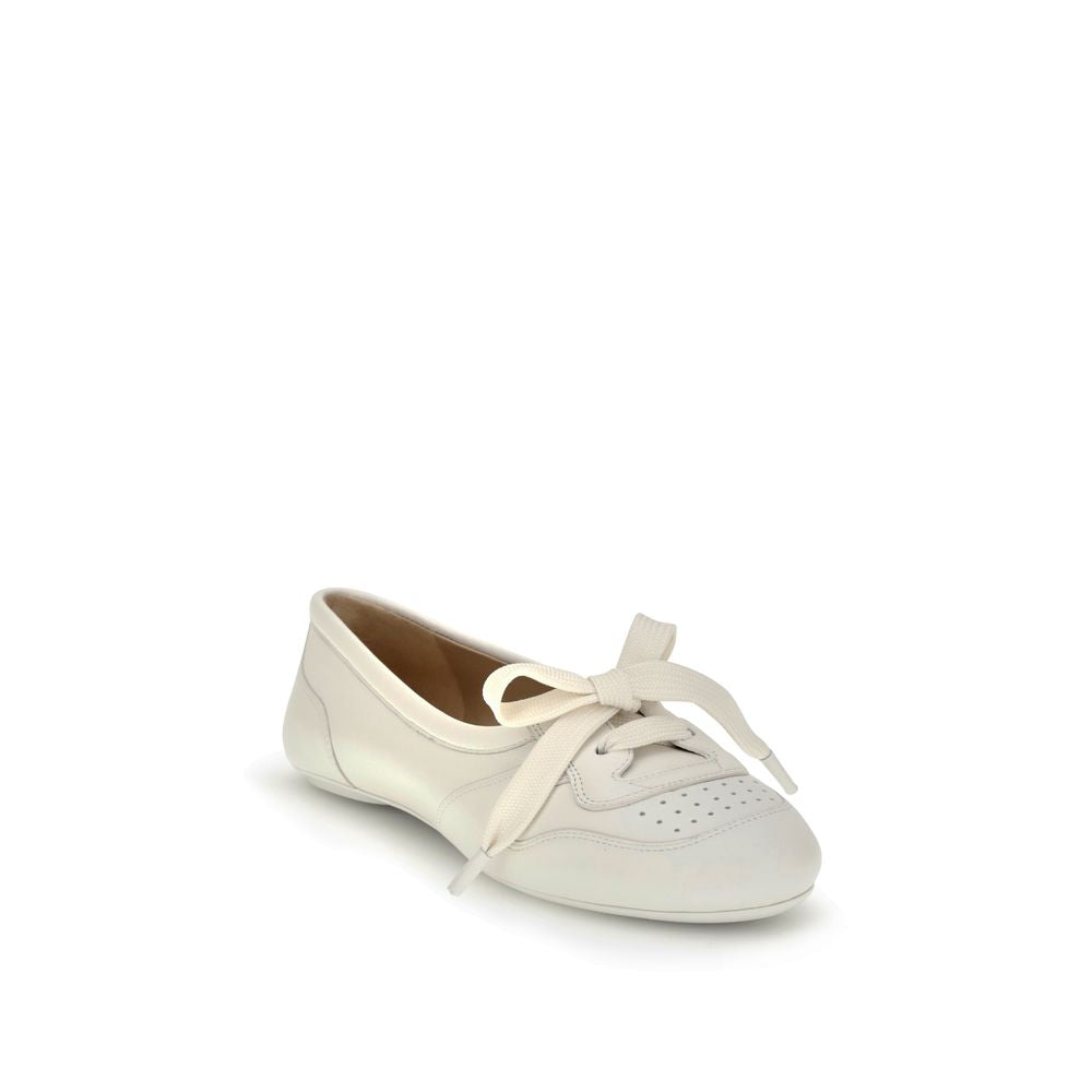 Gianvito Rossi White Calf Leather Bos Taurus Ballet Flats | Regal Royce