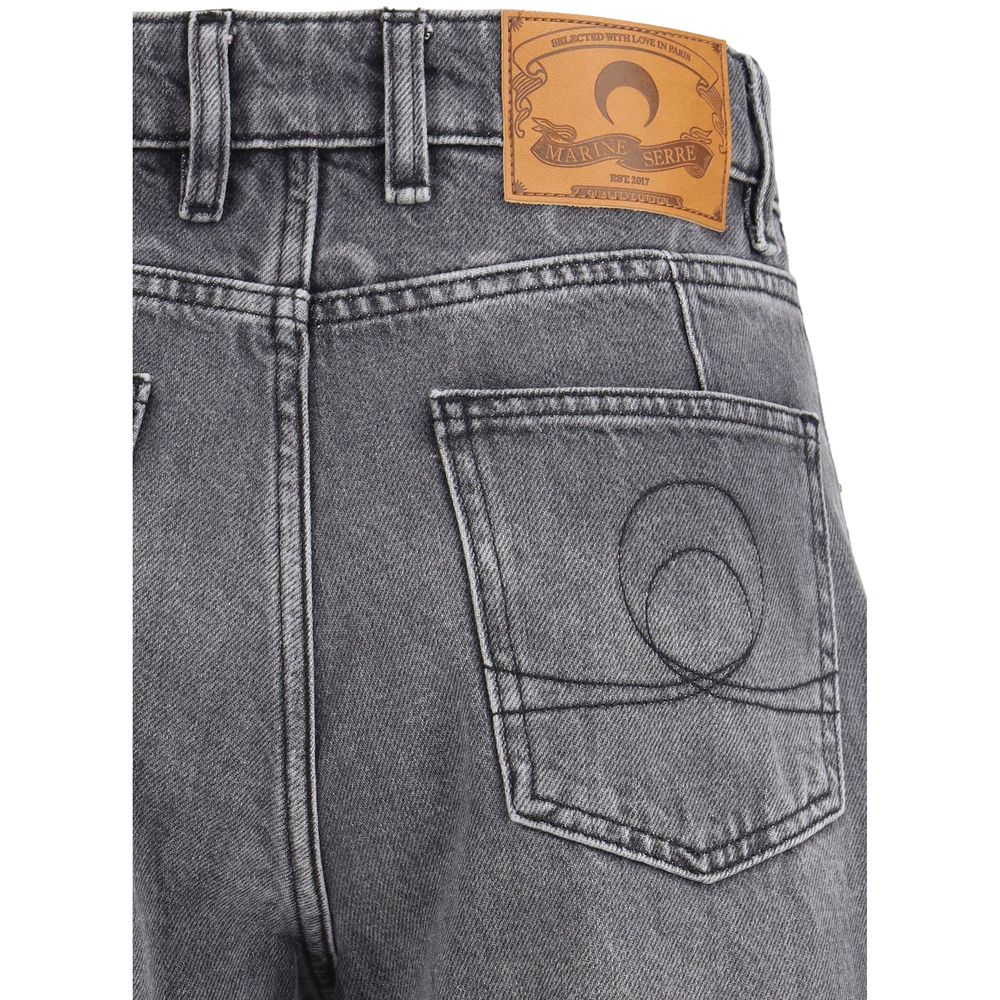 Marine Serre Gray Cotton Flared Jeans | Regal Royce