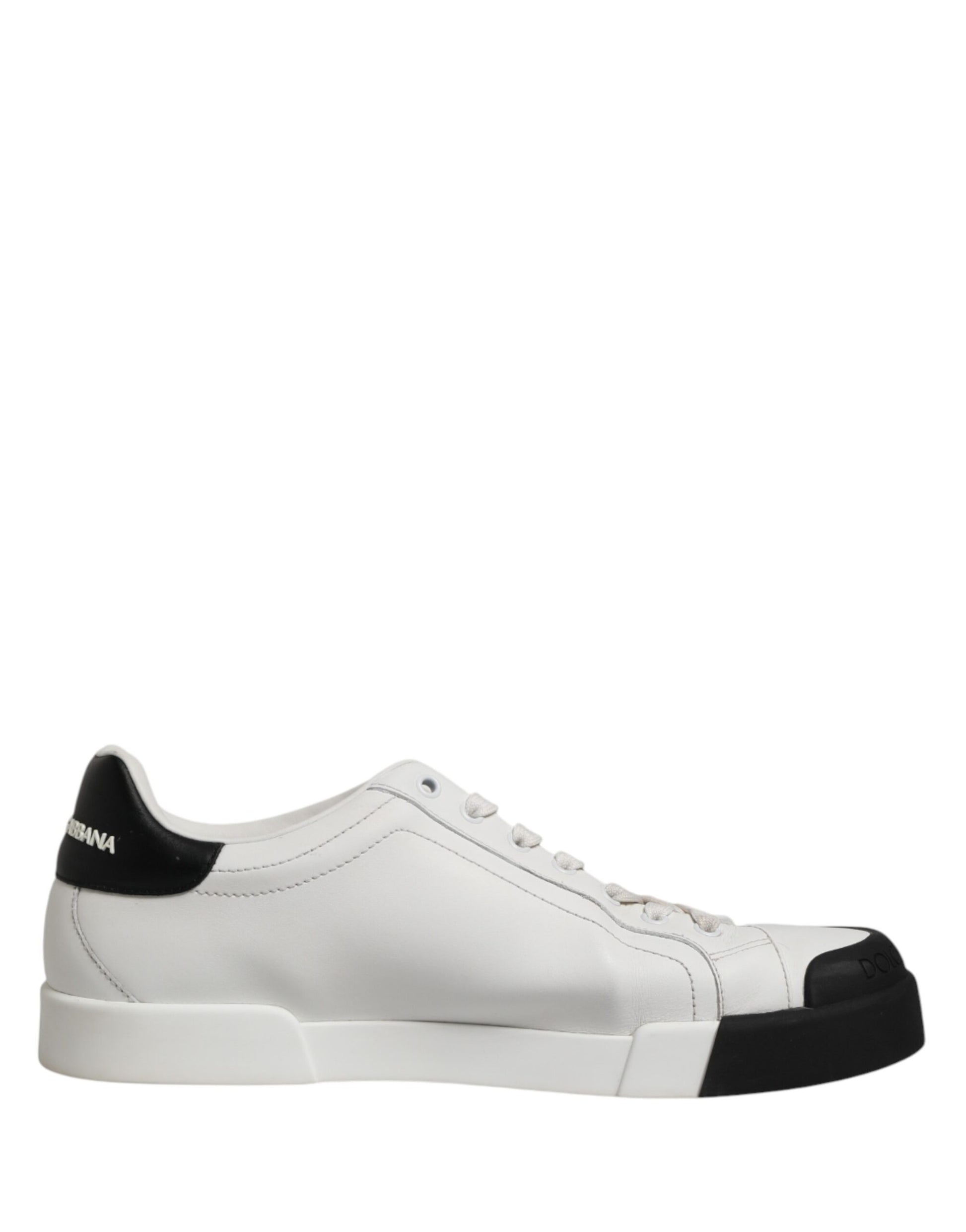 Dolce & Gabbana Black White Leather Low Top Sneakers Shoes