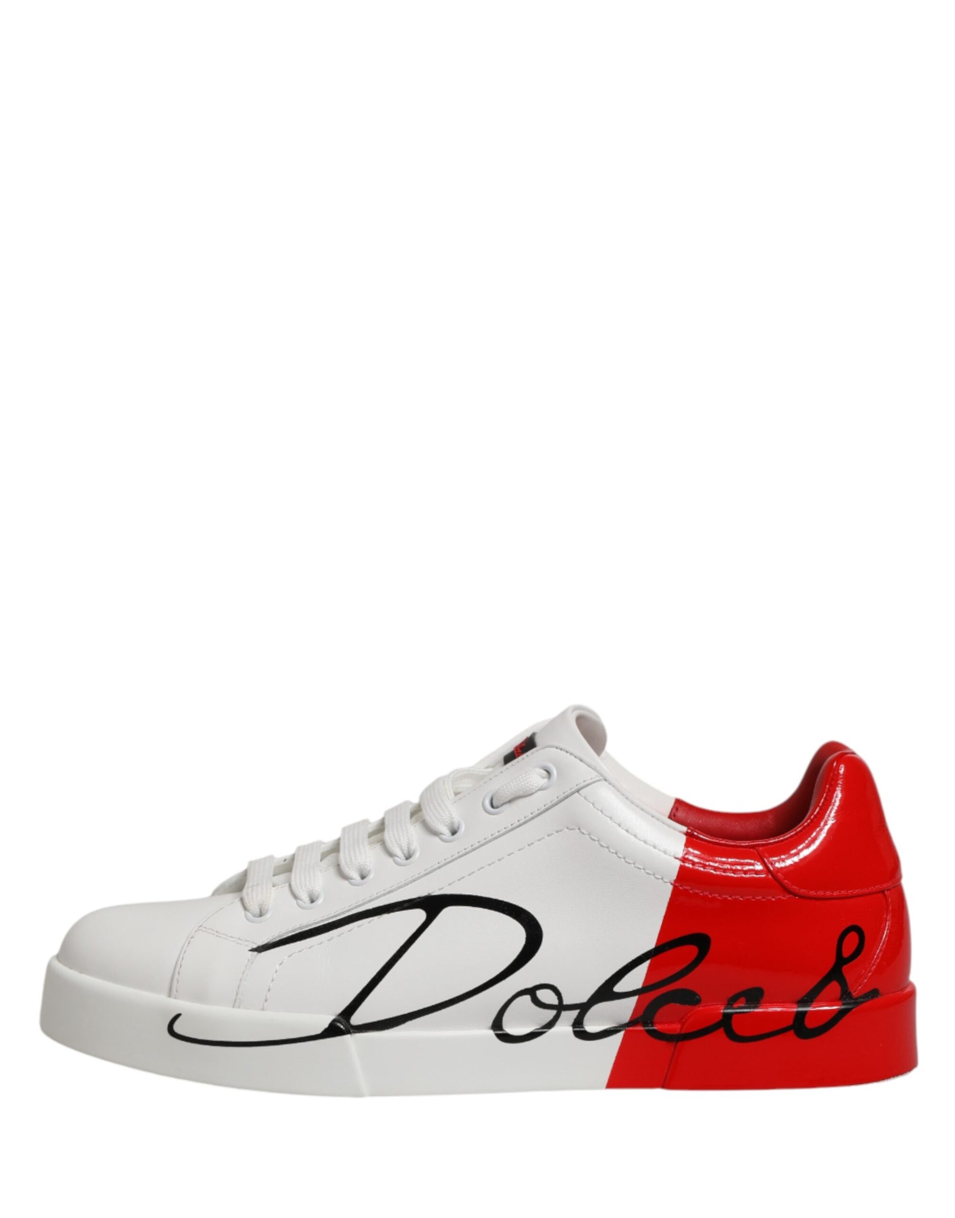 Dolce & Gabbana White Red Portofino Low Top Men Sneakers Shoes