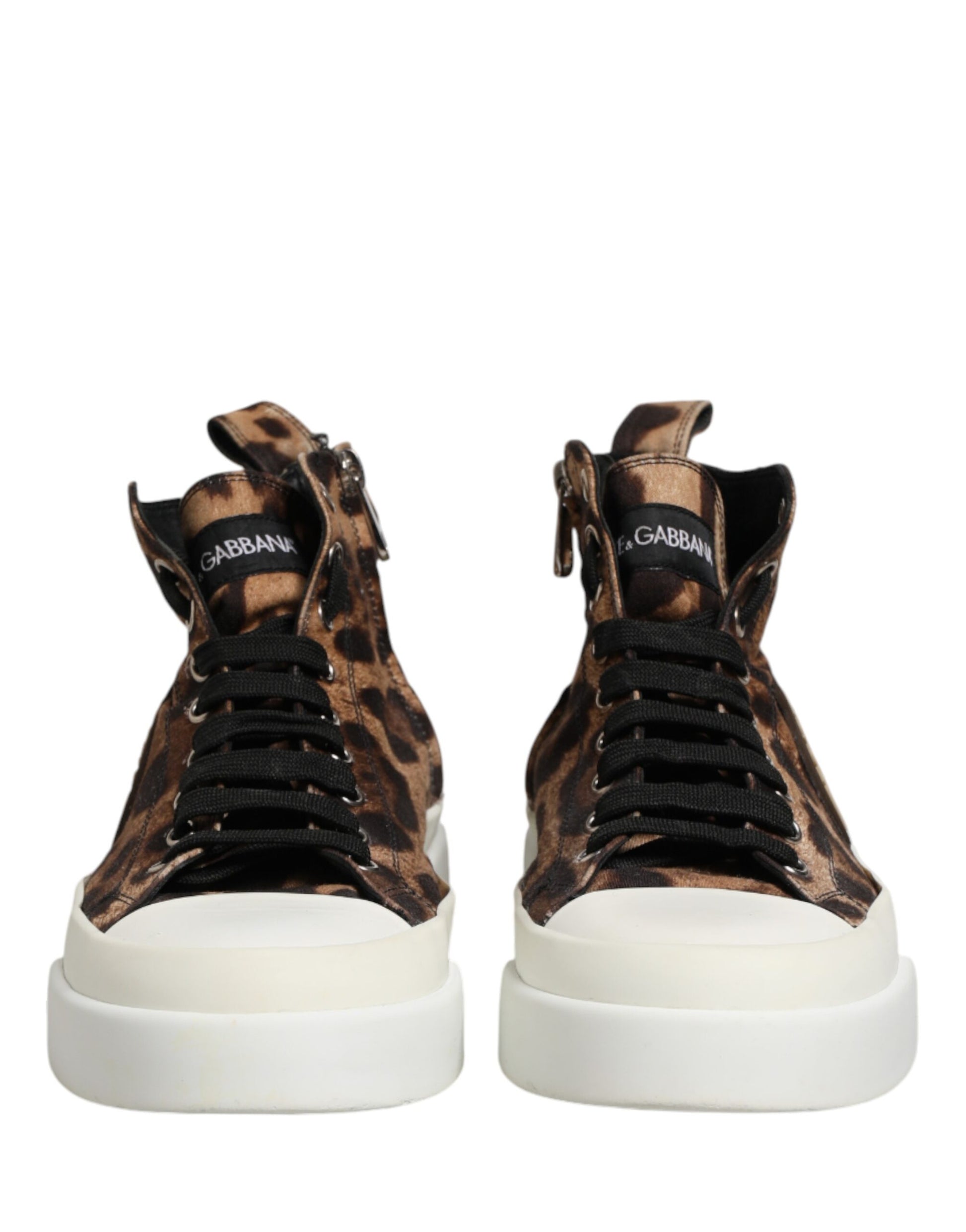 Dolce & Gabbana Brown Leopard Cotton High Top Sneakers  Shoes | Regal Royce