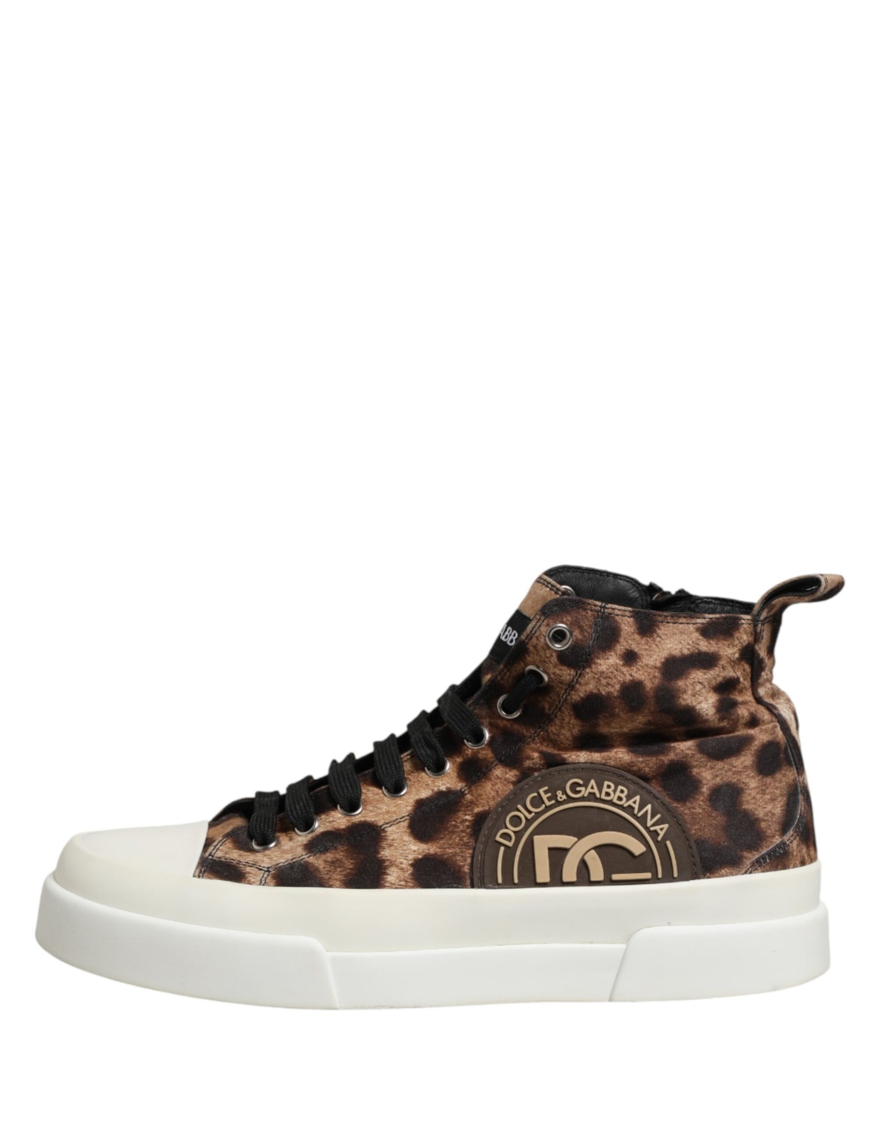 Dolce & Gabbana Brown Leopard Cotton High Top Sneakers  Shoes | Regal Royce