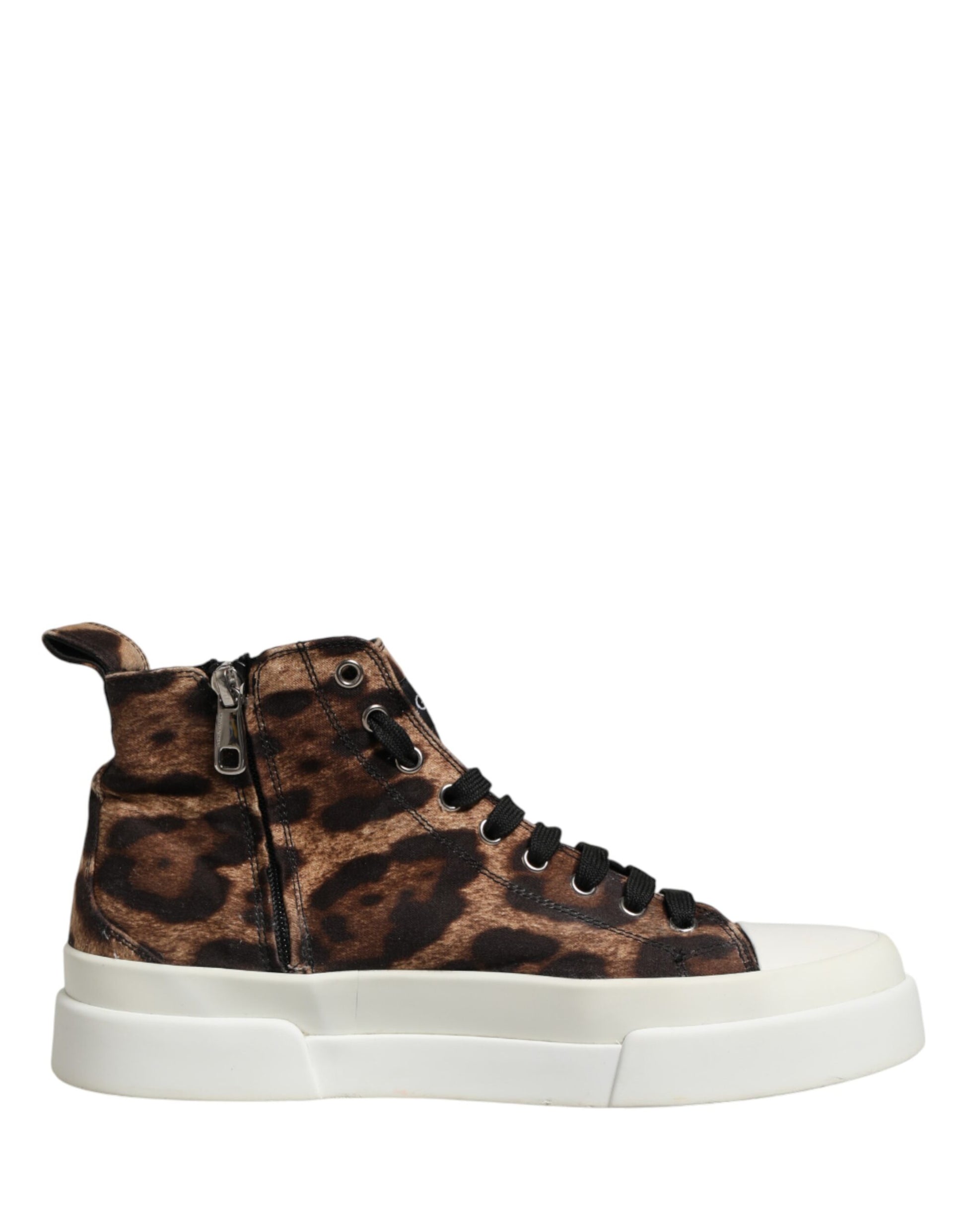 Dolce & Gabbana Brown Leopard Cotton High Top Sneakers  Shoes | Regal Royce