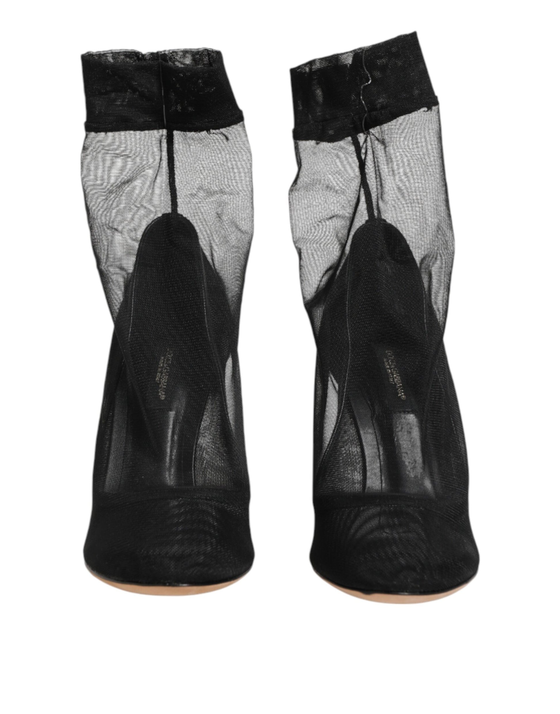 Dolce & Gabbana Black Nylon Stretch Mesh Sock Boots  Shoes | Regal Royce