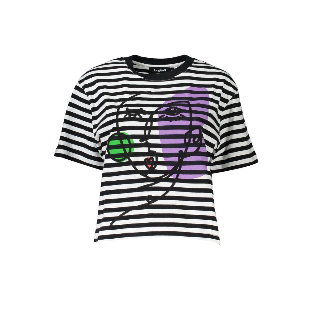 Desigual Black Cotton Women T-Shirt | Regal Royce