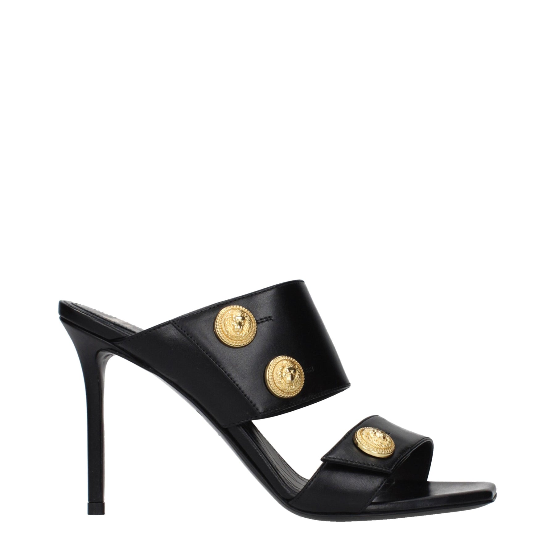 Balmain Black Leather Stiletto Heel Sandals | Regal Royce