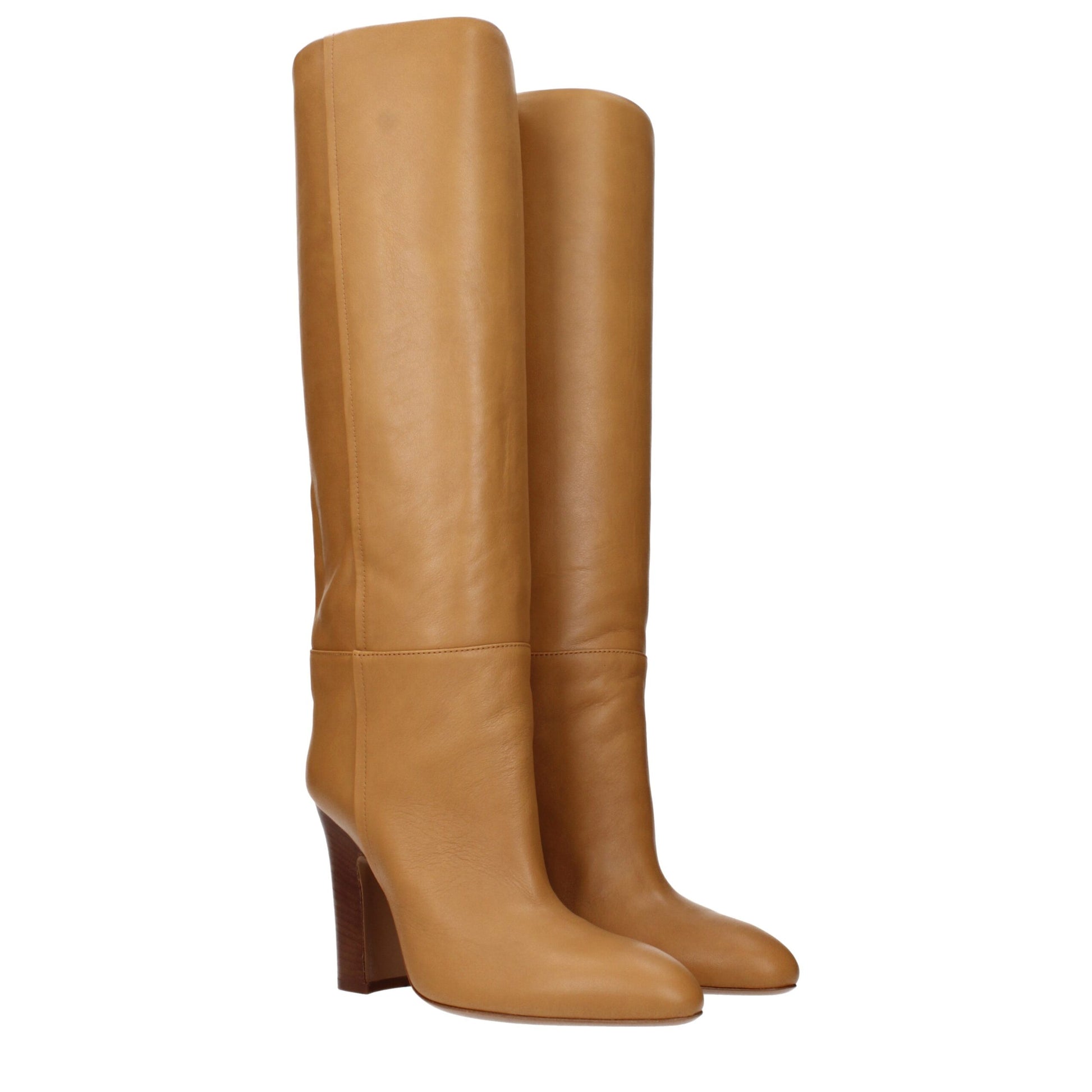 Paris Texas Brown Leather High Heel Boots | Regal Royce
