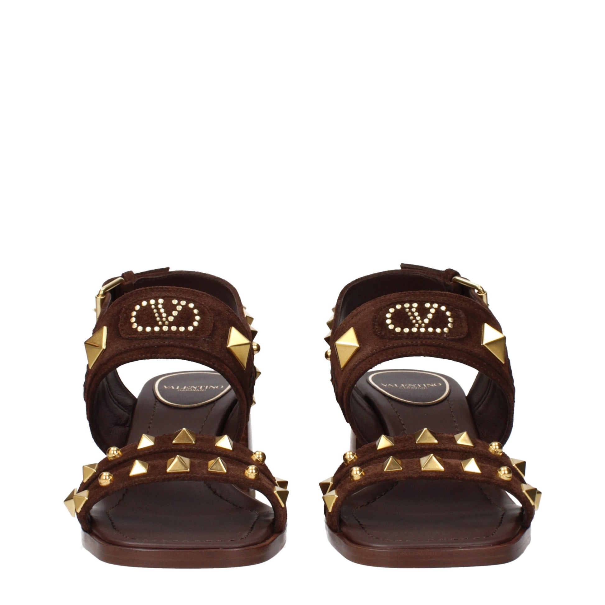 Valentino Garavani Brown Leather Strap-On Sandals | Regal Royce