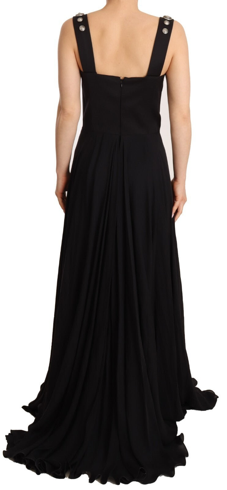 Fausto Puglisi Silk Black Studded Sleeveless A-line Max Dress | Regal Royce