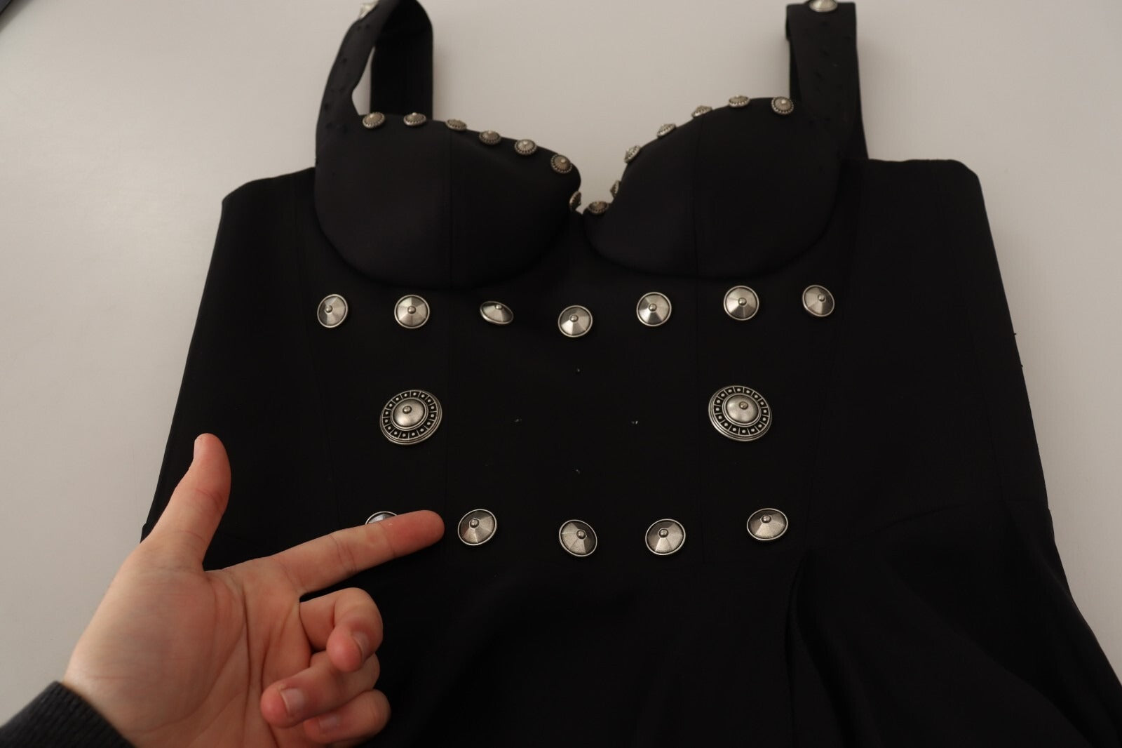 Fausto Puglisi Silk Black Studded Sleeveless A-line Max Dress | Regal Royce