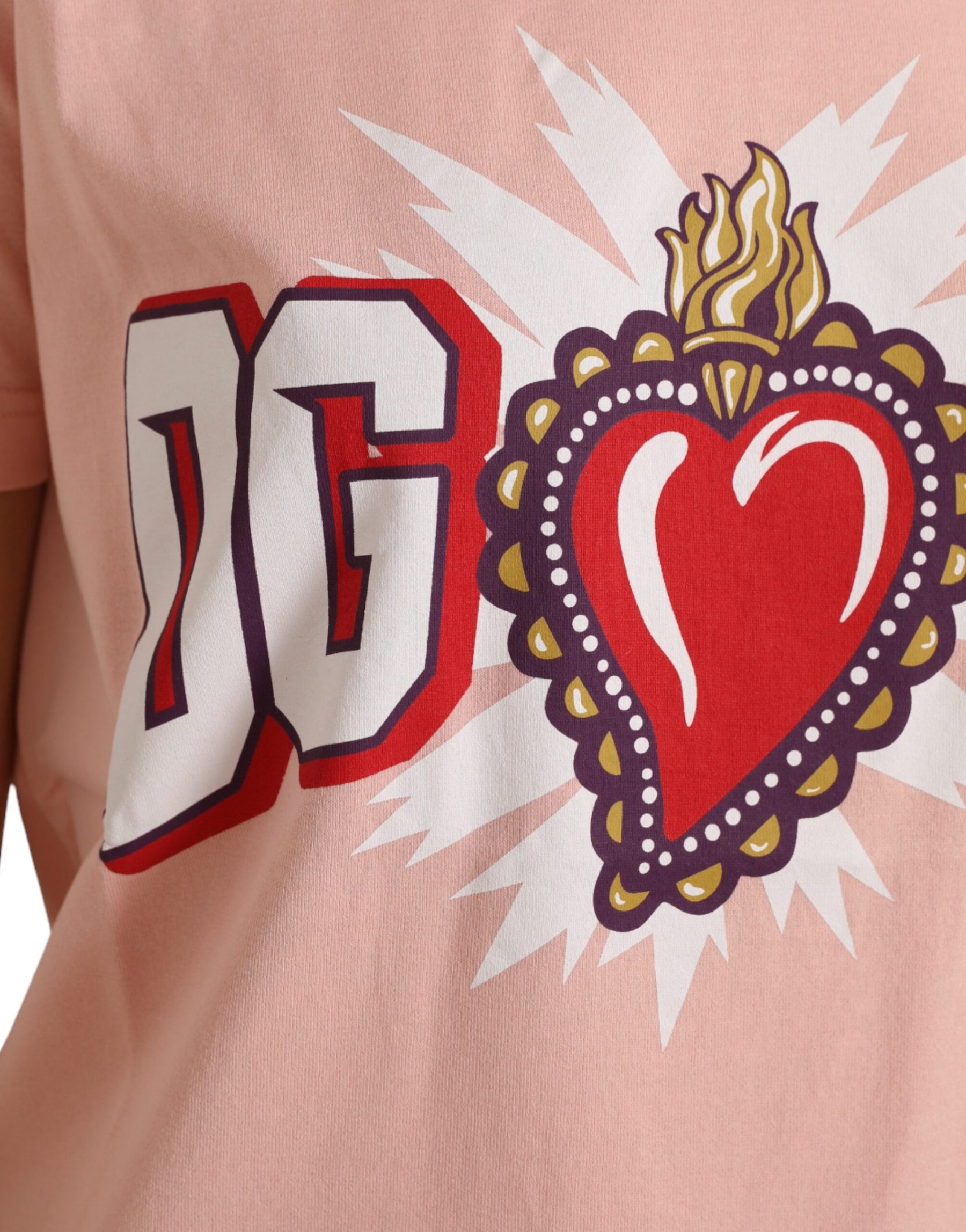 Dolce & Gabbana Pink Graphic Print Cotton Crew Neck T-shirt | Regal Royce