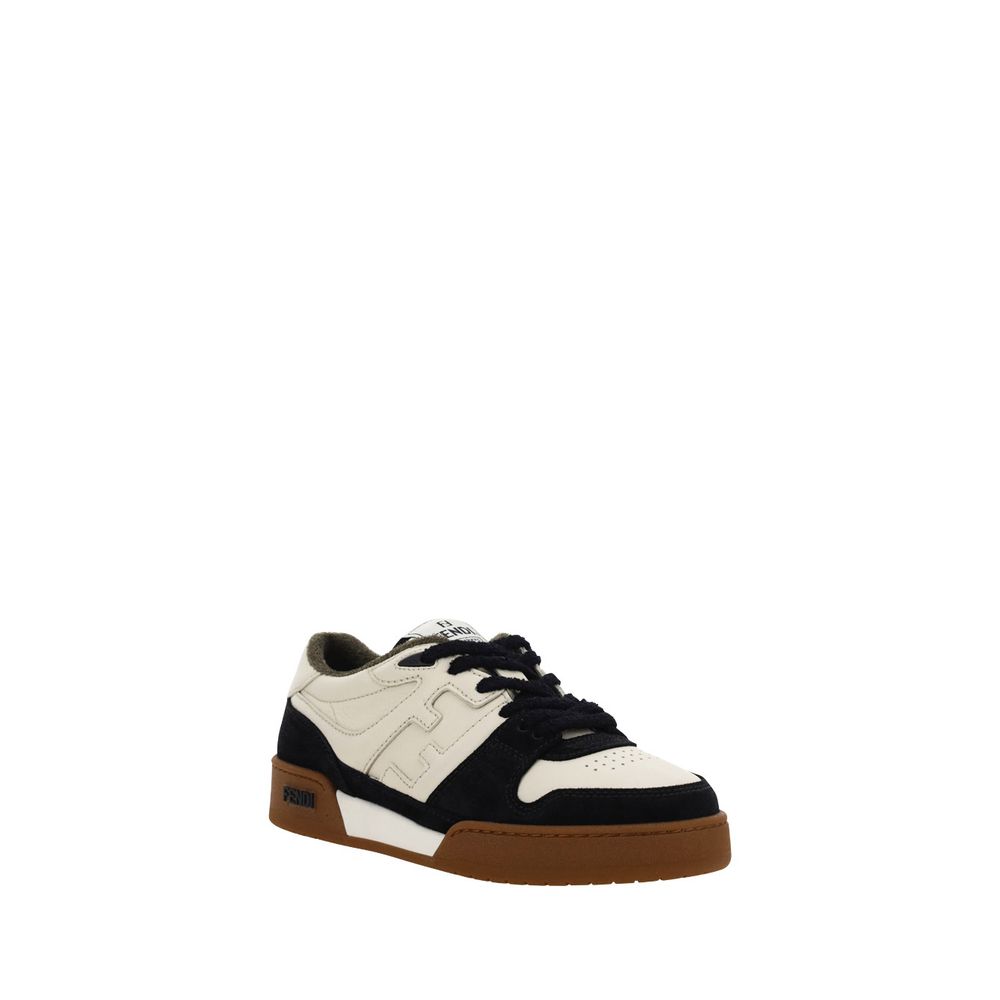 Fendi Black Calf Leather Bos Taurus Chunky Sneakers | Regal Royce