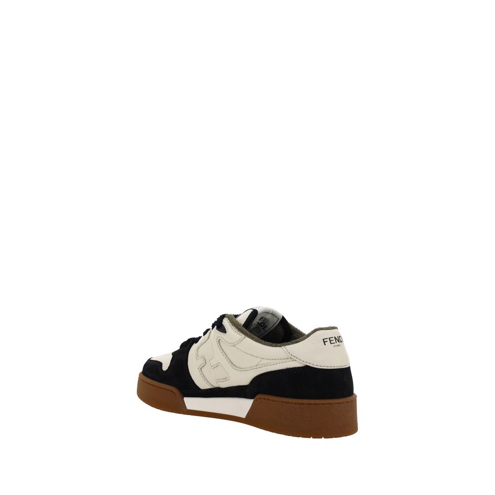 Fendi Black Calf Leather Bos Taurus Chunky Sneakers | Regal Royce