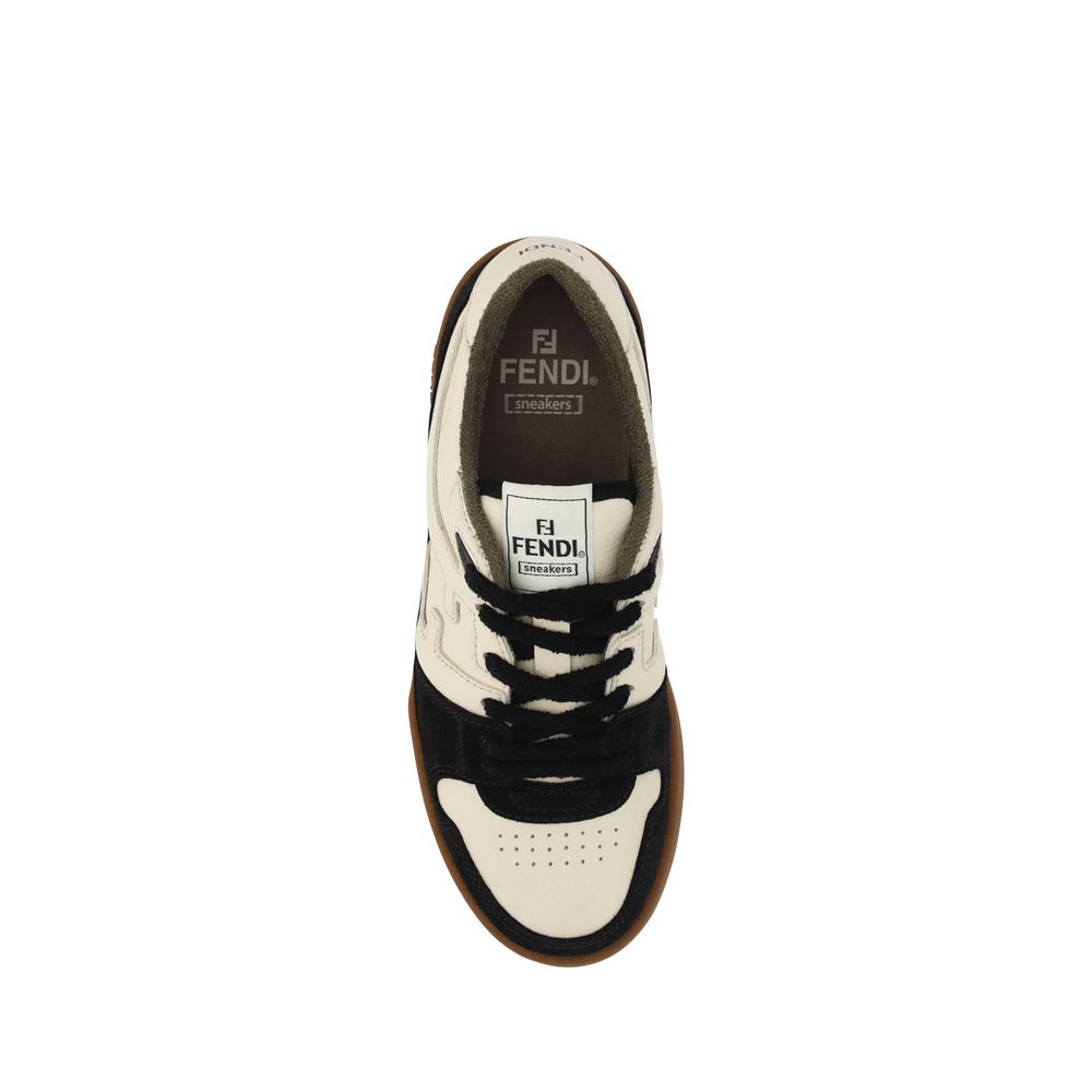 Fendi Black Calf Leather Bos Taurus Chunky Sneakers | Regal Royce
