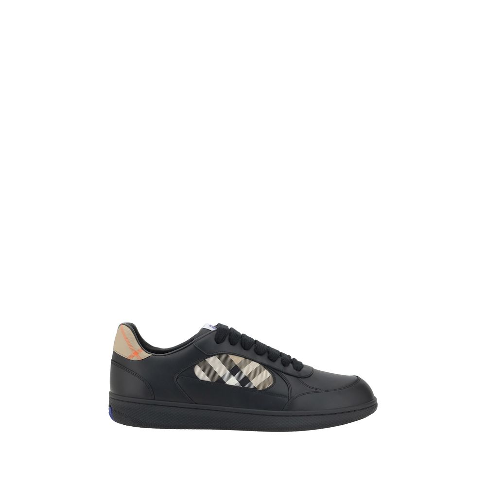 Burberry Black Calf Leather Bos Taurus Low Top Sneakers | Regal Royce