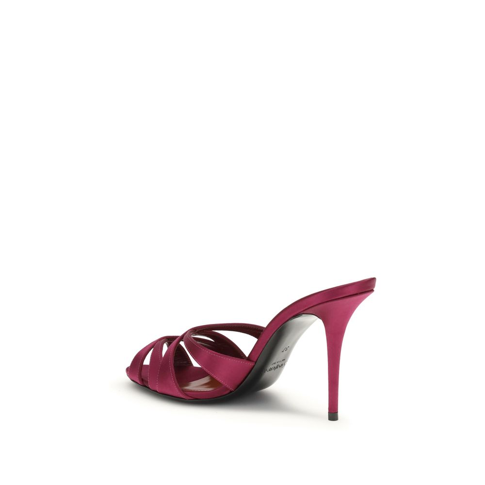 Saint Laurent Bordeaux Silk Stiletto Heel Sandals | Regal Royce