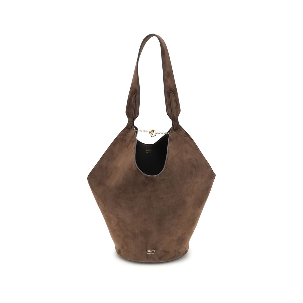 Khaite Brown Calf Leather Bos Taurus Shoulder Bag | Regal Royce